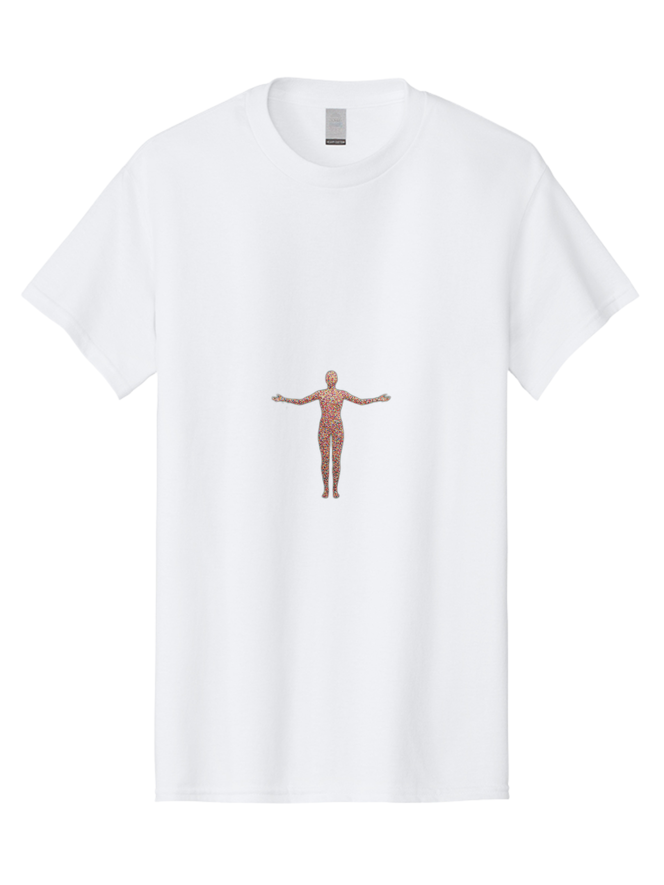 Human-Silhouette Men'S Graphic Tee, 100% Cotton, Comfortable Casual Summer Wear, Machine Washable, Human Silhouette, Abstract Figure, Red Floral Pattern, Arms Outstretched, Creative Design, Artistic Expression, Unique Texture, Modern Art Bad203