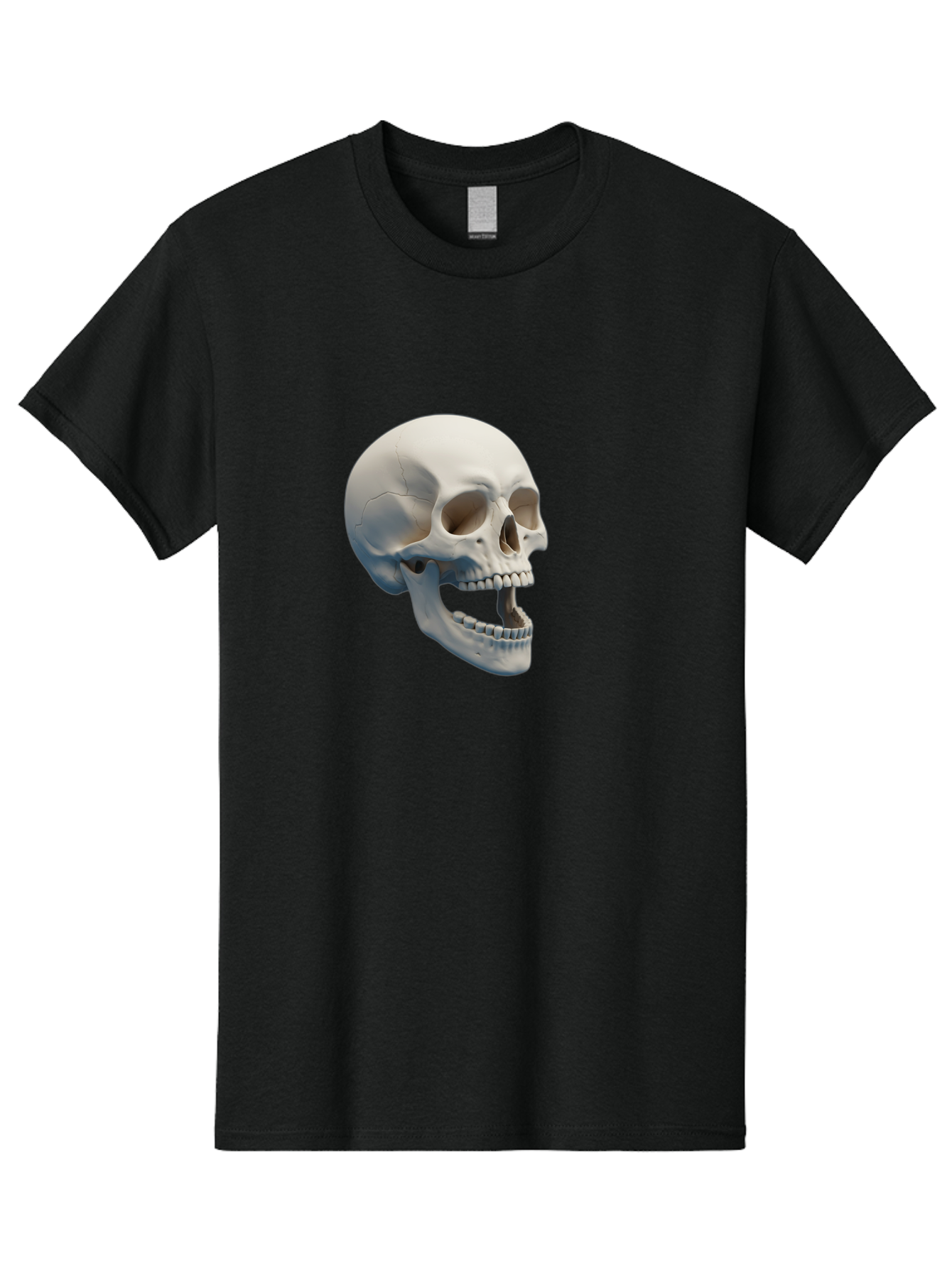 Human-Skull-1 Men'S Graphic Tee, 100% Cotton, Comfortable Casual Summer Wear, Machine Washable, Human Skull, Skeletal Head, Anatomy, Bones, Teeth, Jawbone, Scientific Illustration, Medical Art, 3D Rendering, Detailed Model Bad204