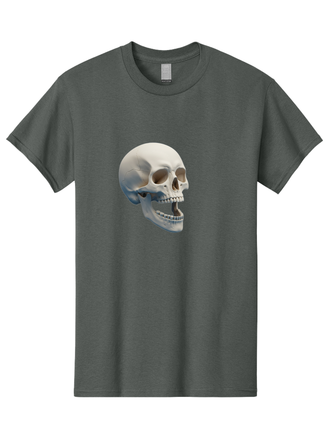 Human-Skull-1 Men'S Graphic Tee, 100% Cotton, Comfortable Casual Summer Wear, Machine Washable, Human Skull, Skeletal Head, Anatomy, Bones, Teeth, Jawbone, Scientific Illustration, Medical Art, 3D Rendering, Detailed Model Bad204