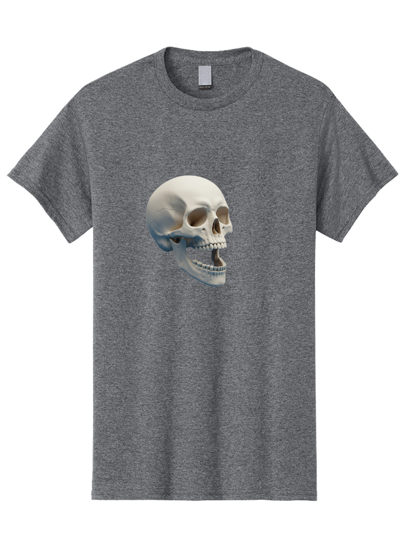 Human-Skull-1 Men'S Graphic Tee, 100% Cotton, Comfortable Casual Summer Wear, Machine Washable, Human Skull, Skeletal Head, Anatomy, Bones, Teeth, Jawbone, Scientific Illustration, Medical Art, 3D Rendering, Detailed Model Bad204