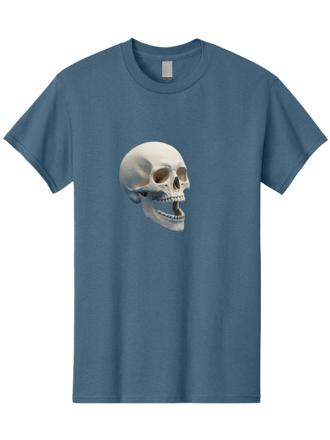 Human-Skull-1 Men'S Graphic Tee, 100% Cotton, Comfortable Casual Summer Wear, Machine Washable, Human Skull, Skeletal Head, Anatomy, Bones, Teeth, Jawbone, Scientific Illustration, Medical Art, 3D Rendering, Detailed Model Bad204