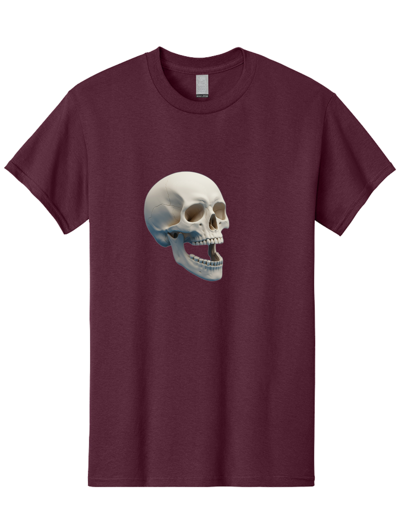 Human-Skull-1 Men'S Graphic Tee, 100% Cotton, Comfortable Casual Summer Wear, Machine Washable, Human Skull, Skeletal Head, Anatomy, Bones, Teeth, Jawbone, Scientific Illustration, Medical Art, 3D Rendering, Detailed Model Bad204