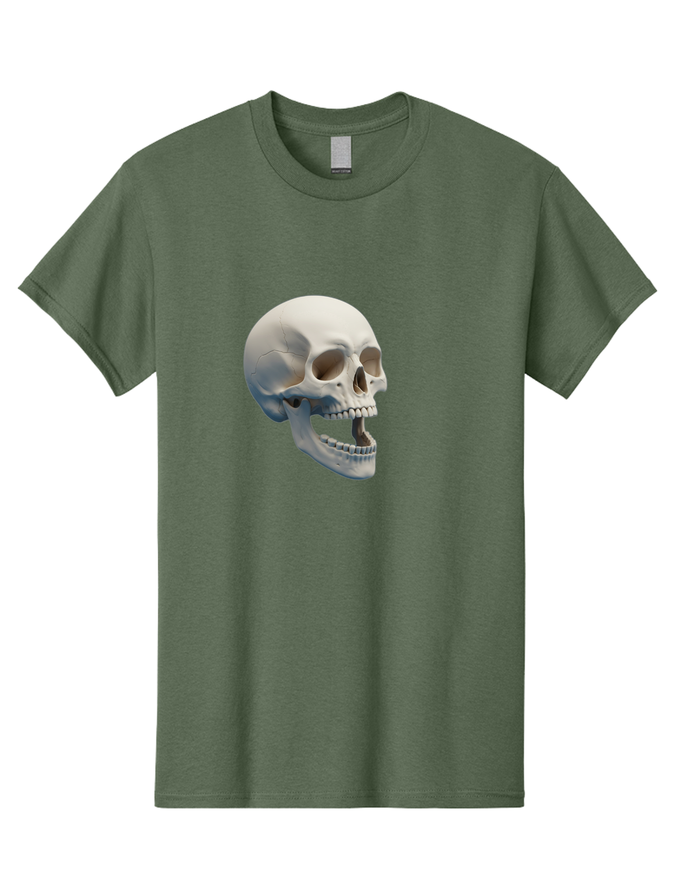 Human-Skull-1 Men'S Graphic Tee, 100% Cotton, Comfortable Casual Summer Wear, Machine Washable, Human Skull, Skeletal Head, Anatomy, Bones, Teeth, Jawbone, Scientific Illustration, Medical Art, 3D Rendering, Detailed Model Bad204