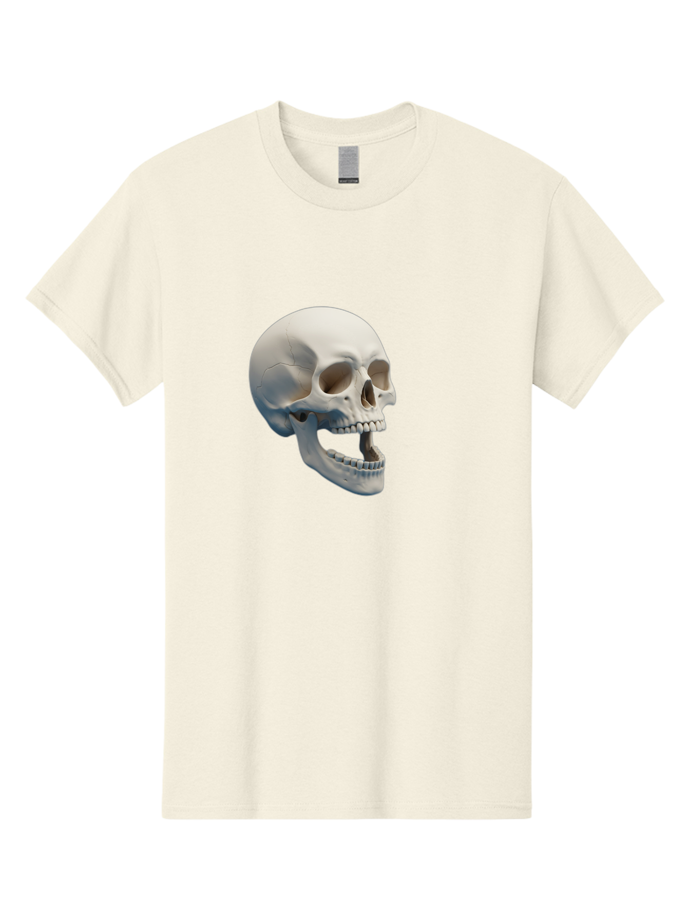 Human-Skull-1 Men'S Graphic Tee, 100% Cotton, Comfortable Casual Summer Wear, Machine Washable, Human Skull, Skeletal Head, Anatomy, Bones, Teeth, Jawbone, Scientific Illustration, Medical Art, 3D Rendering, Detailed Model Bad204
