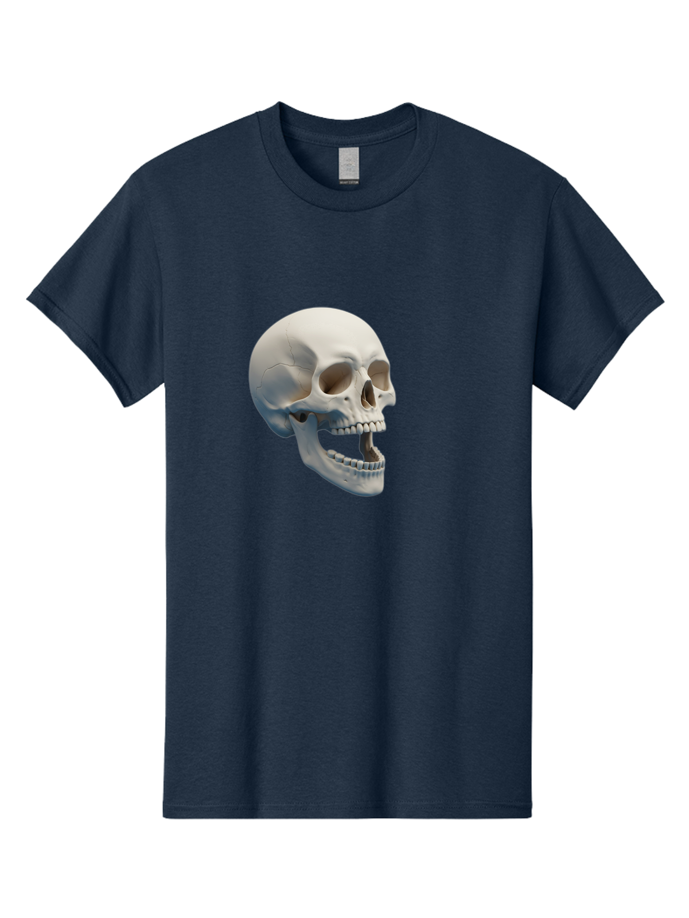 Human-Skull-1 Men'S Graphic Tee, 100% Cotton, Comfortable Casual Summer Wear, Machine Washable, Human Skull, Skeletal Head, Anatomy, Bones, Teeth, Jawbone, Scientific Illustration, Medical Art, 3D Rendering, Detailed Model Bad204