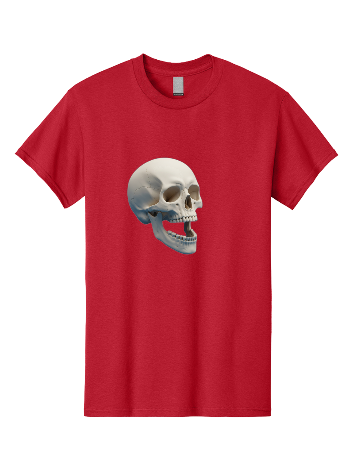 Human-Skull-1 Men'S Graphic Tee, 100% Cotton, Comfortable Casual Summer Wear, Machine Washable, Human Skull, Skeletal Head, Anatomy, Bones, Teeth, Jawbone, Scientific Illustration, Medical Art, 3D Rendering, Detailed Model Bad204