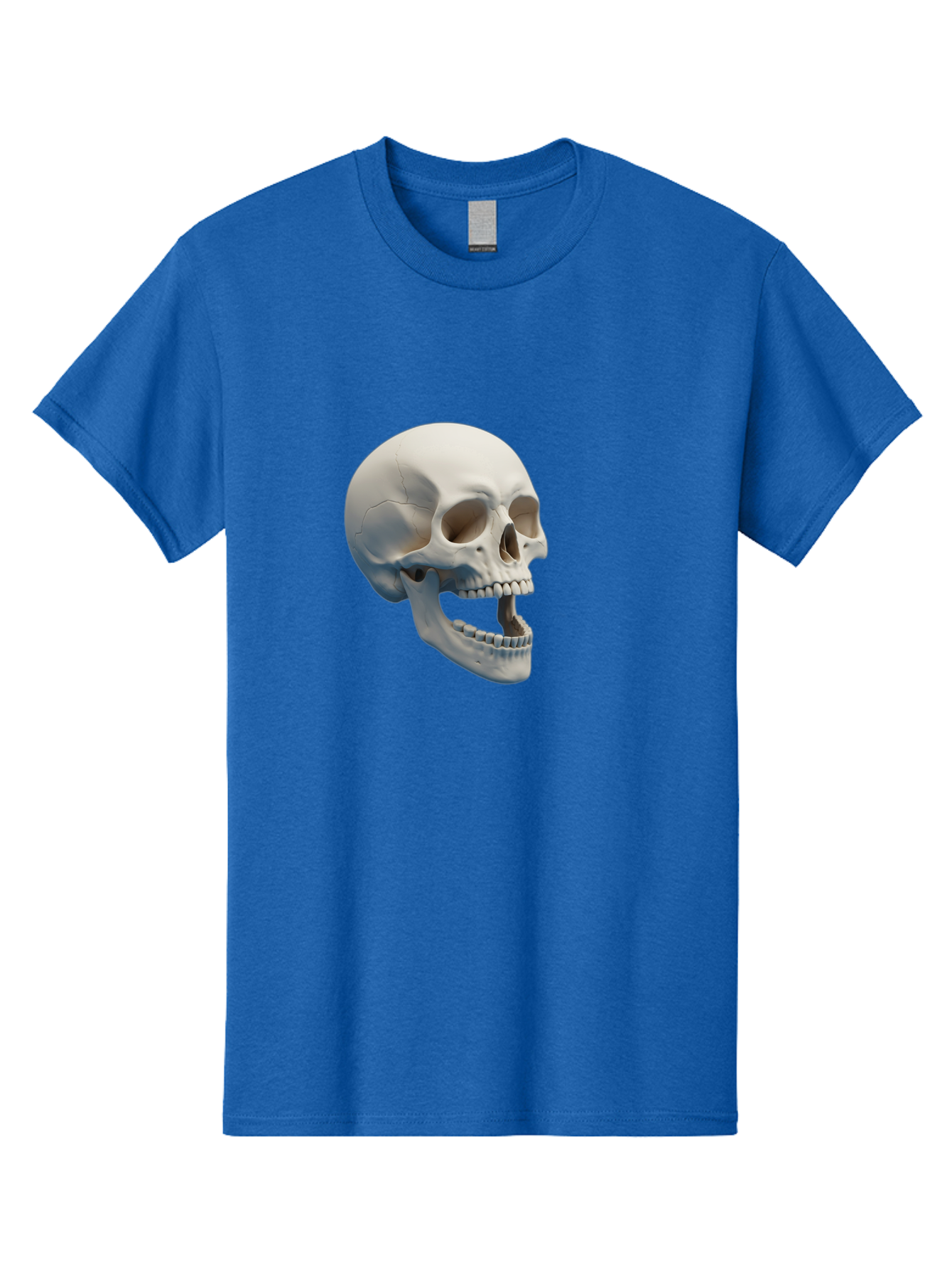 Human-Skull-1 Men'S Graphic Tee, 100% Cotton, Comfortable Casual Summer Wear, Machine Washable, Human Skull, Skeletal Head, Anatomy, Bones, Teeth, Jawbone, Scientific Illustration, Medical Art, 3D Rendering, Detailed Model Bad204
