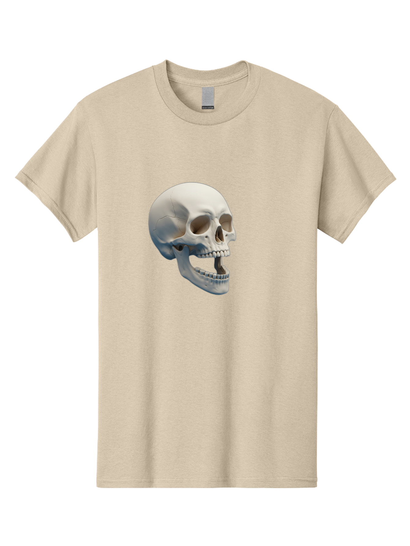 Human-Skull-1 Men'S Graphic Tee, 100% Cotton, Comfortable Casual Summer Wear, Machine Washable, Human Skull, Skeletal Head, Anatomy, Bones, Teeth, Jawbone, Scientific Illustration, Medical Art, 3D Rendering, Detailed Model Bad204
