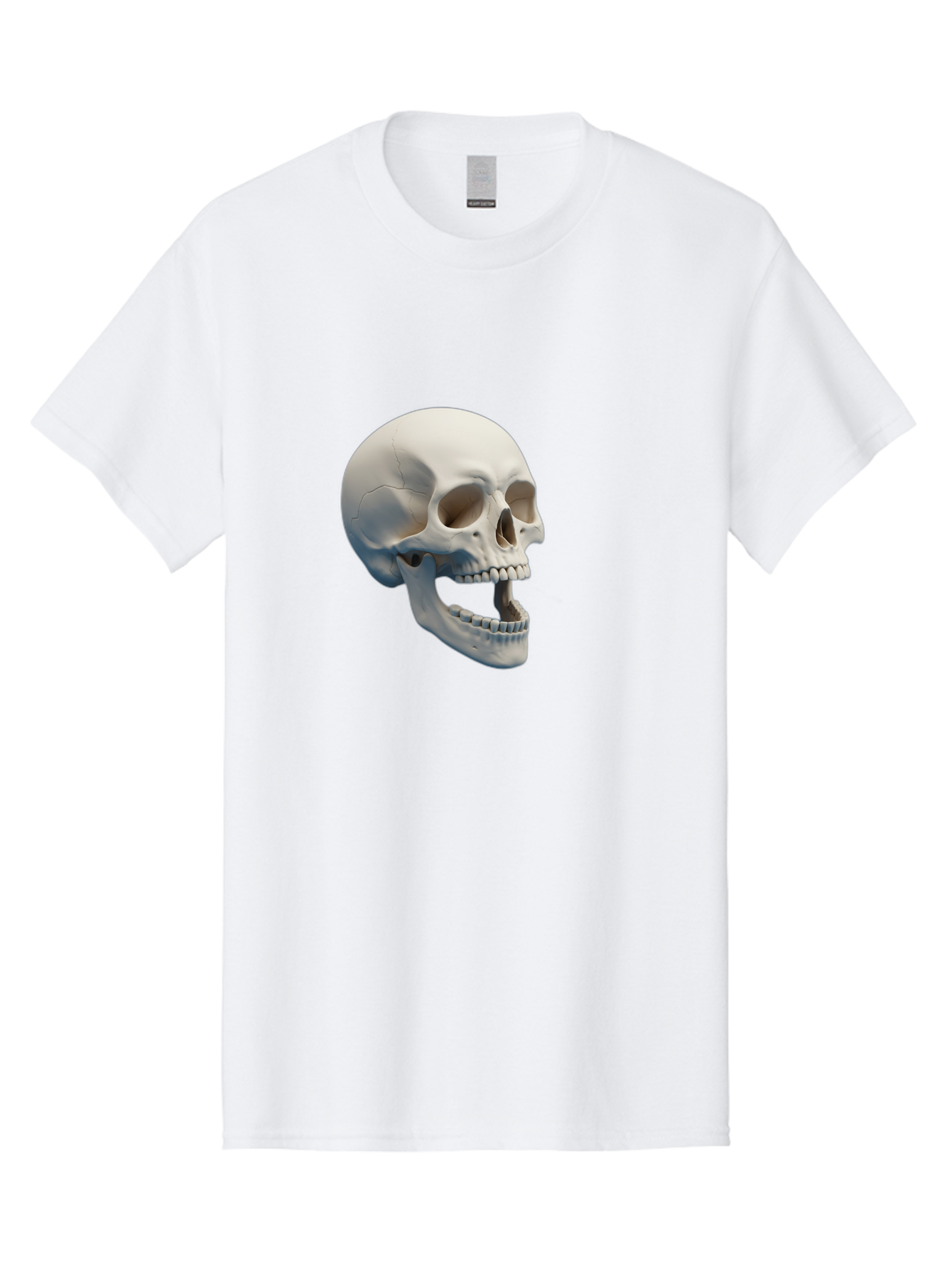 Human-Skull-1 Men'S Graphic Tee, 100% Cotton, Comfortable Casual Summer Wear, Machine Washable, Human Skull, Skeletal Head, Anatomy, Bones, Teeth, Jawbone, Scientific Illustration, Medical Art, 3D Rendering, Detailed Model Bad204