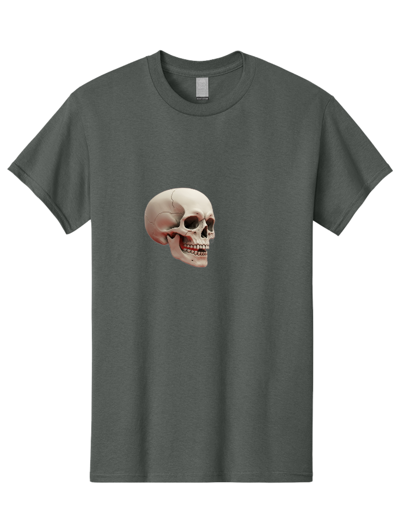 Human-Skull Men'S Graphic Tee, 100% Cotton, Comfortable Casual Summer Wear, Machine Washable, Human Skull, Skeletal Head, Anatomy, Bone Structure, Dental Anatomy, Forensic Science, Medical Education, Death Symbol, Gothic Art Bad205