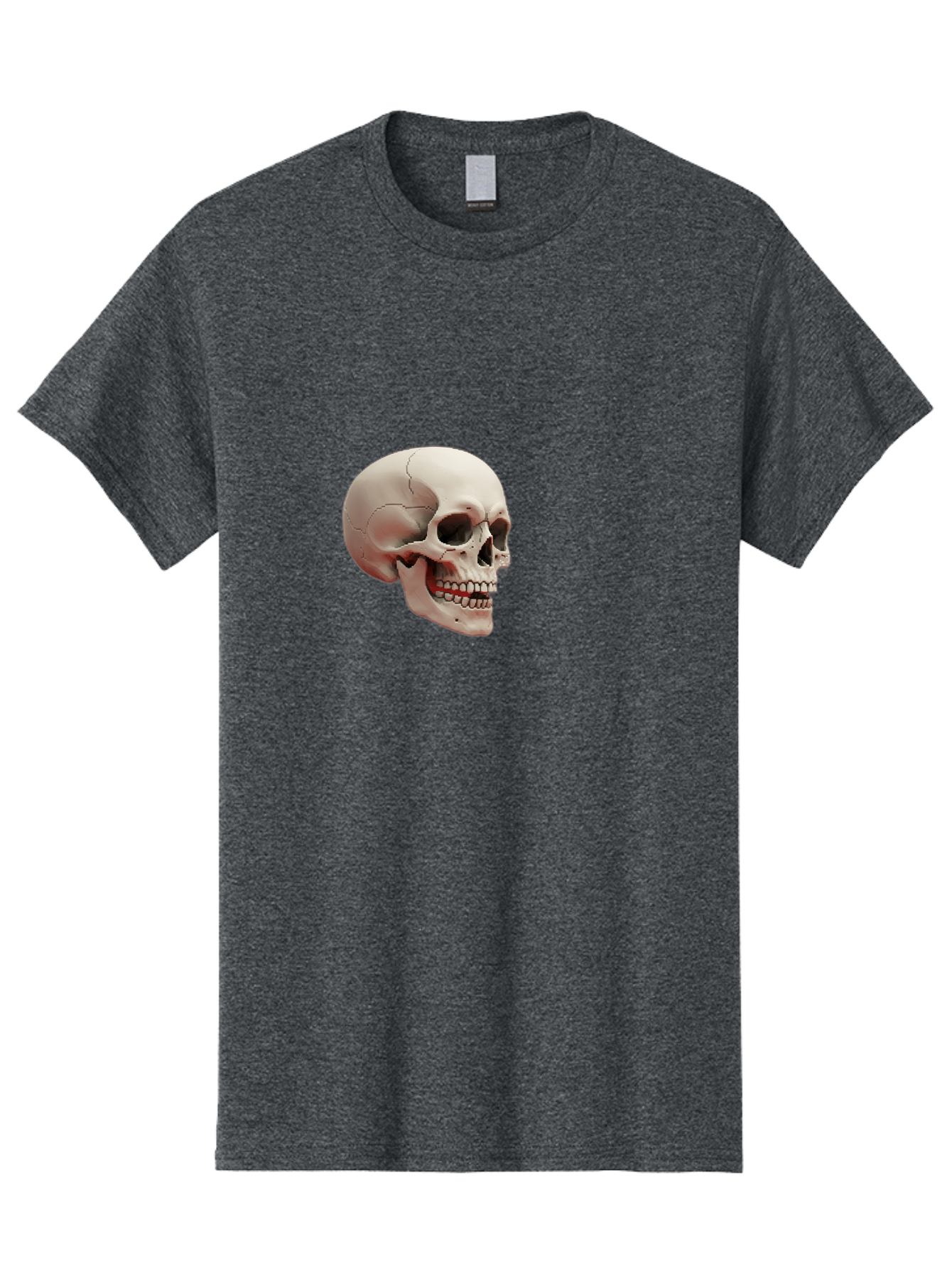 Human-Skull Men'S Graphic Tee, 100% Cotton, Comfortable Casual Summer Wear, Machine Washable, Human Skull, Skeletal Head, Anatomy, Bone Structure, Dental Anatomy, Forensic Science, Medical Education, Death Symbol, Gothic Art Bad205
