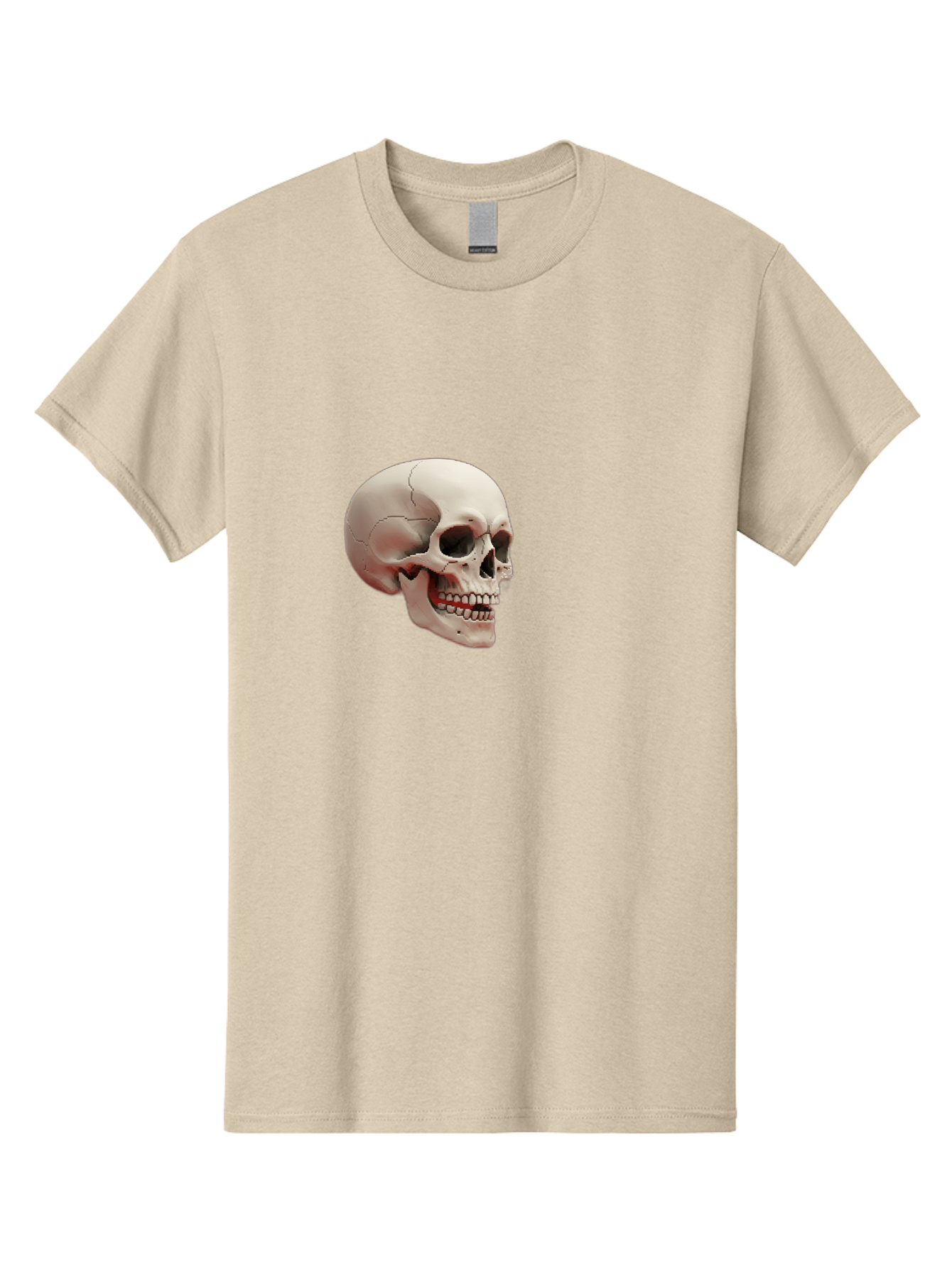 Human-Skull Men'S Graphic Tee, 100% Cotton, Comfortable Casual Summer Wear, Machine Washable, Human Skull, Skeletal Head, Anatomy, Bone Structure, Dental Anatomy, Forensic Science, Medical Education, Death Symbol, Gothic Art Bad205