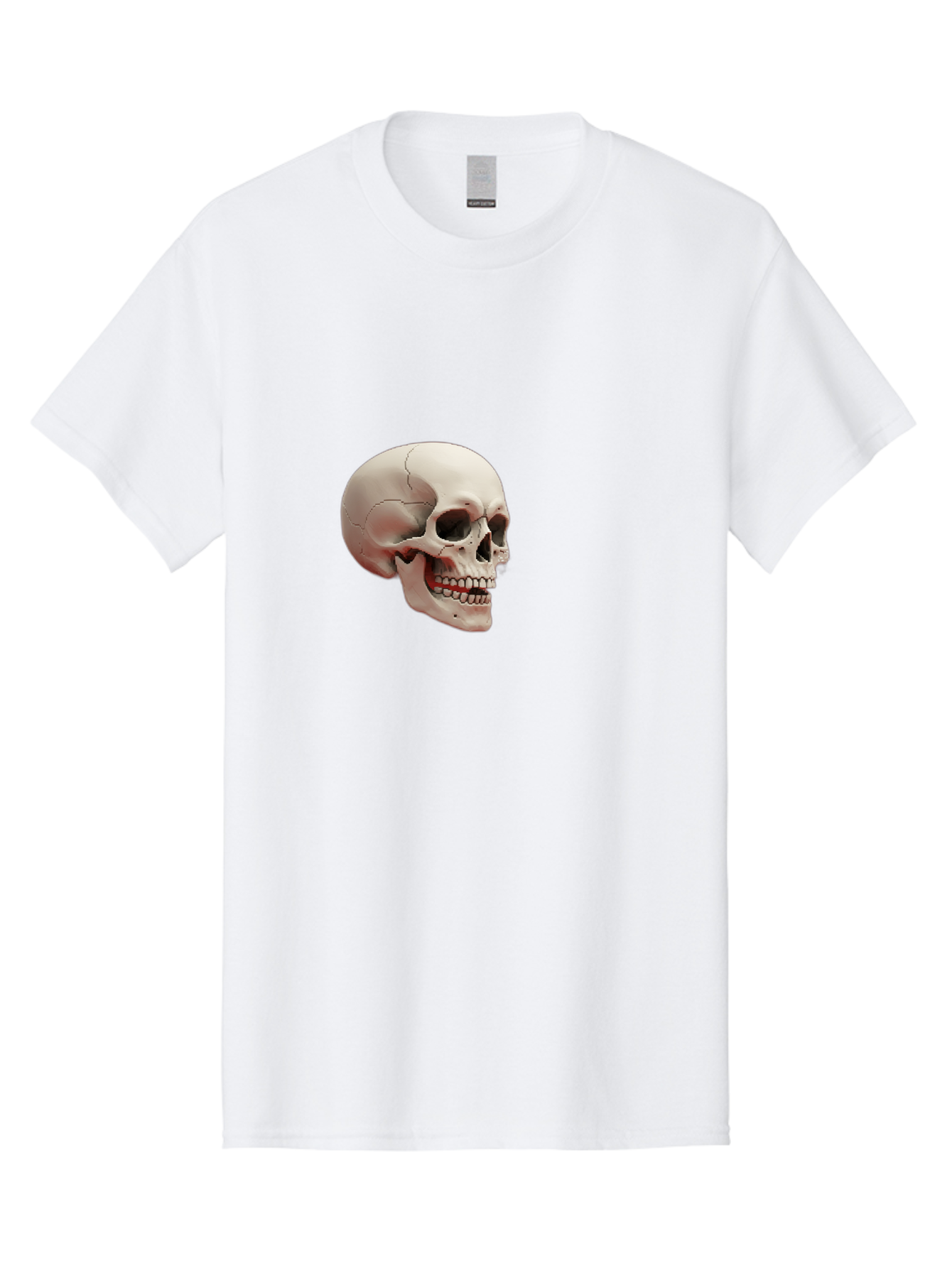 Human-Skull Men'S Graphic Tee, 100% Cotton, Comfortable Casual Summer Wear, Machine Washable, Human Skull, Skeletal Head, Anatomy, Bone Structure, Dental Anatomy, Forensic Science, Medical Education, Death Symbol, Gothic Art Bad205