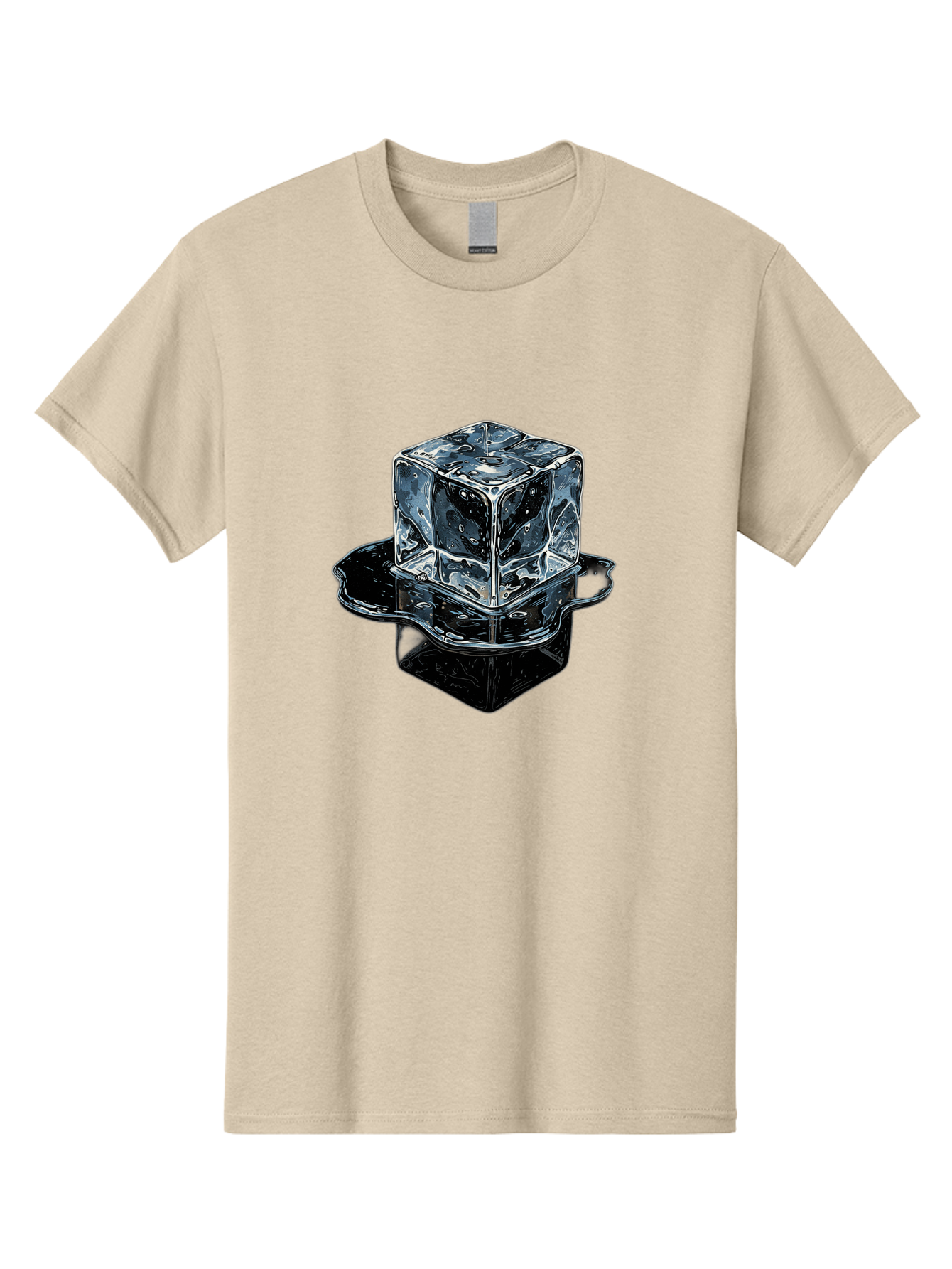 Ice-Cube Men'S Graphic Tee, 100% Cotton, Comfortable Casual Summer Wear, Machine Washable, Ice Cube, Transparent Ice, Water Droplets On Ice, Shiny Ice Cube, Reflective Surface, Cold Beverage, Modern Illustration, Ice On Black, Chilled Drink, Bad208