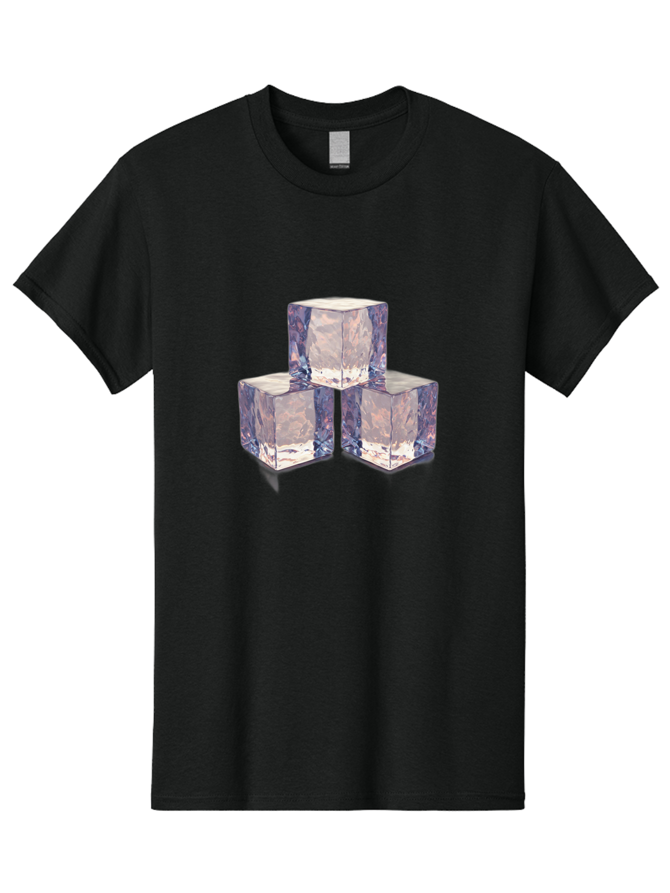 Ice-Cubes-1 Men'S Graphic Tee, 100% Cotton, Comfortable Casual Summer Wear, Machine Washable, Ice Cubes, Frozen Cubes, Clear Ice, Chilled Beverages, Refreshing Drinks, Cold Temperatures, Crystal Clear Bad209