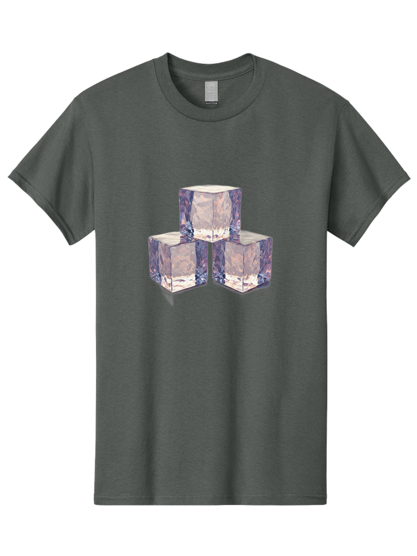 Ice-Cubes-1 Men'S Graphic Tee, 100% Cotton, Comfortable Casual Summer Wear, Machine Washable, Ice Cubes, Frozen Cubes, Clear Ice, Chilled Beverages, Refreshing Drinks, Cold Temperatures, Crystal Clear Bad209
