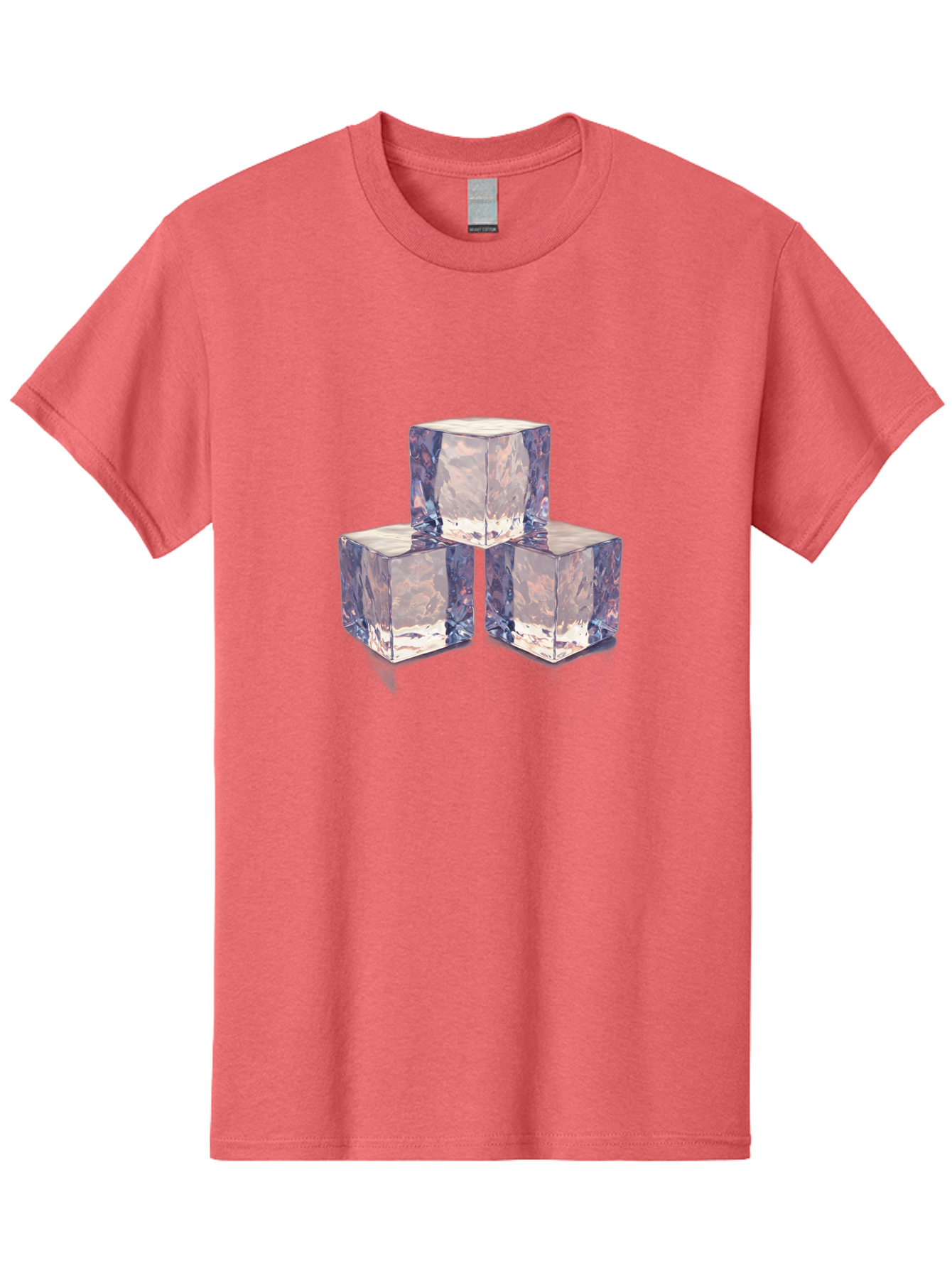 Ice-Cubes-1 Men'S Graphic Tee, 100% Cotton, Comfortable Casual Summer Wear, Machine Washable, Ice Cubes, Frozen Cubes, Clear Ice, Chilled Beverages, Refreshing Drinks, Cold Temperatures, Crystal Clear Bad209