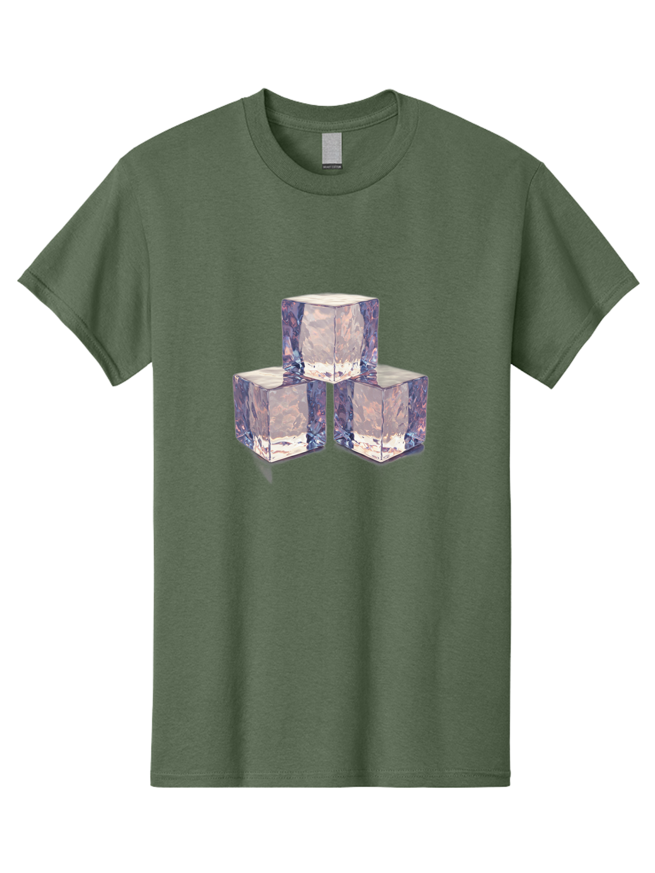 Ice-Cubes-1 Men'S Graphic Tee, 100% Cotton, Comfortable Casual Summer Wear, Machine Washable, Ice Cubes, Frozen Cubes, Clear Ice, Chilled Beverages, Refreshing Drinks, Cold Temperatures, Crystal Clear Bad209
