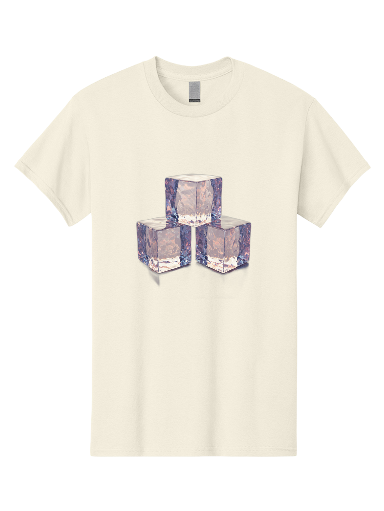 Ice-Cubes-1 Men'S Graphic Tee, 100% Cotton, Comfortable Casual Summer Wear, Machine Washable, Ice Cubes, Frozen Cubes, Clear Ice, Chilled Beverages, Refreshing Drinks, Cold Temperatures, Crystal Clear Bad209