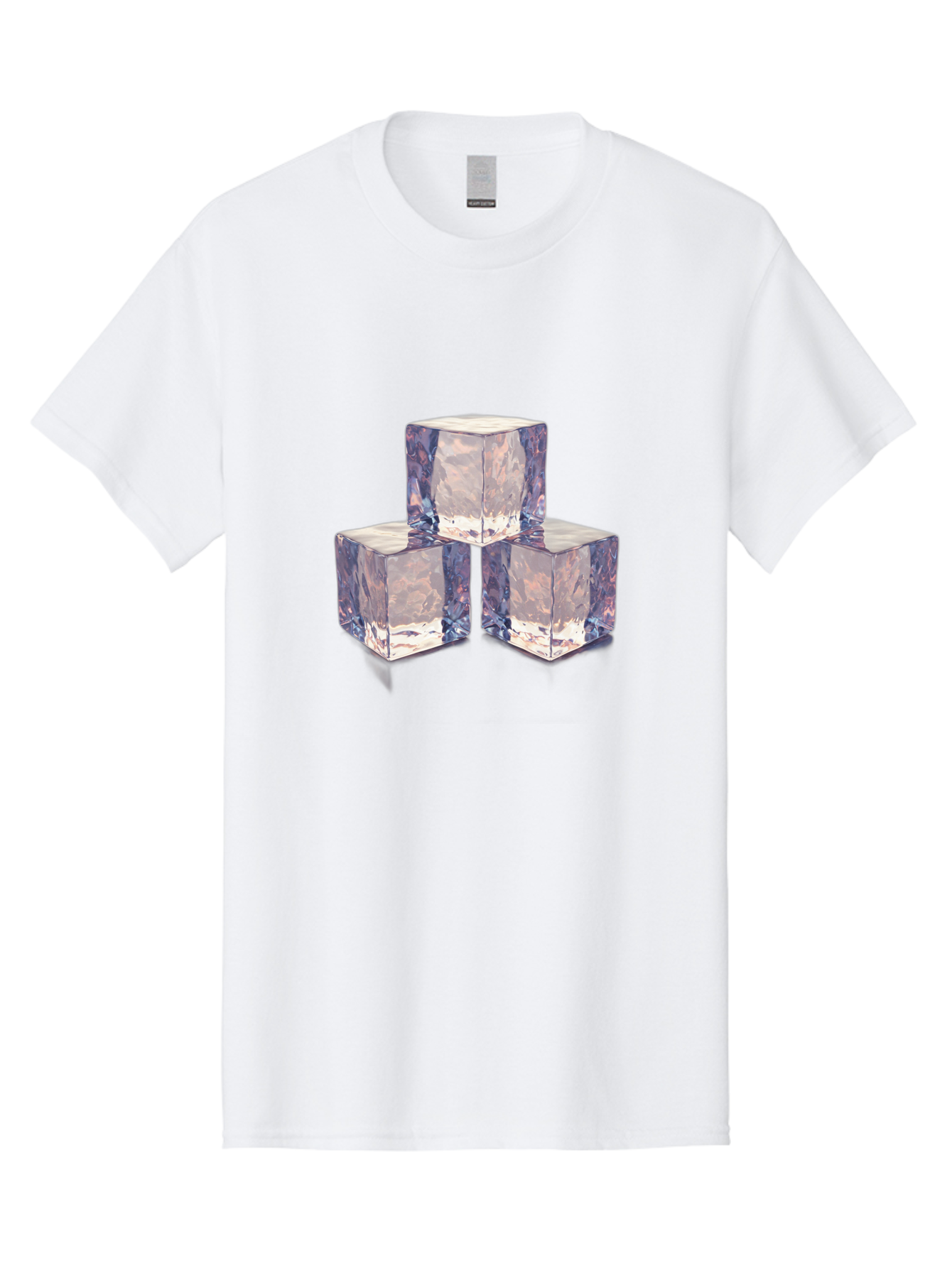 Ice-Cubes-1 Men'S Graphic Tee, 100% Cotton, Comfortable Casual Summer Wear, Machine Washable, Ice Cubes, Frozen Cubes, Clear Ice, Chilled Beverages, Refreshing Drinks, Cold Temperatures, Crystal Clear Bad209