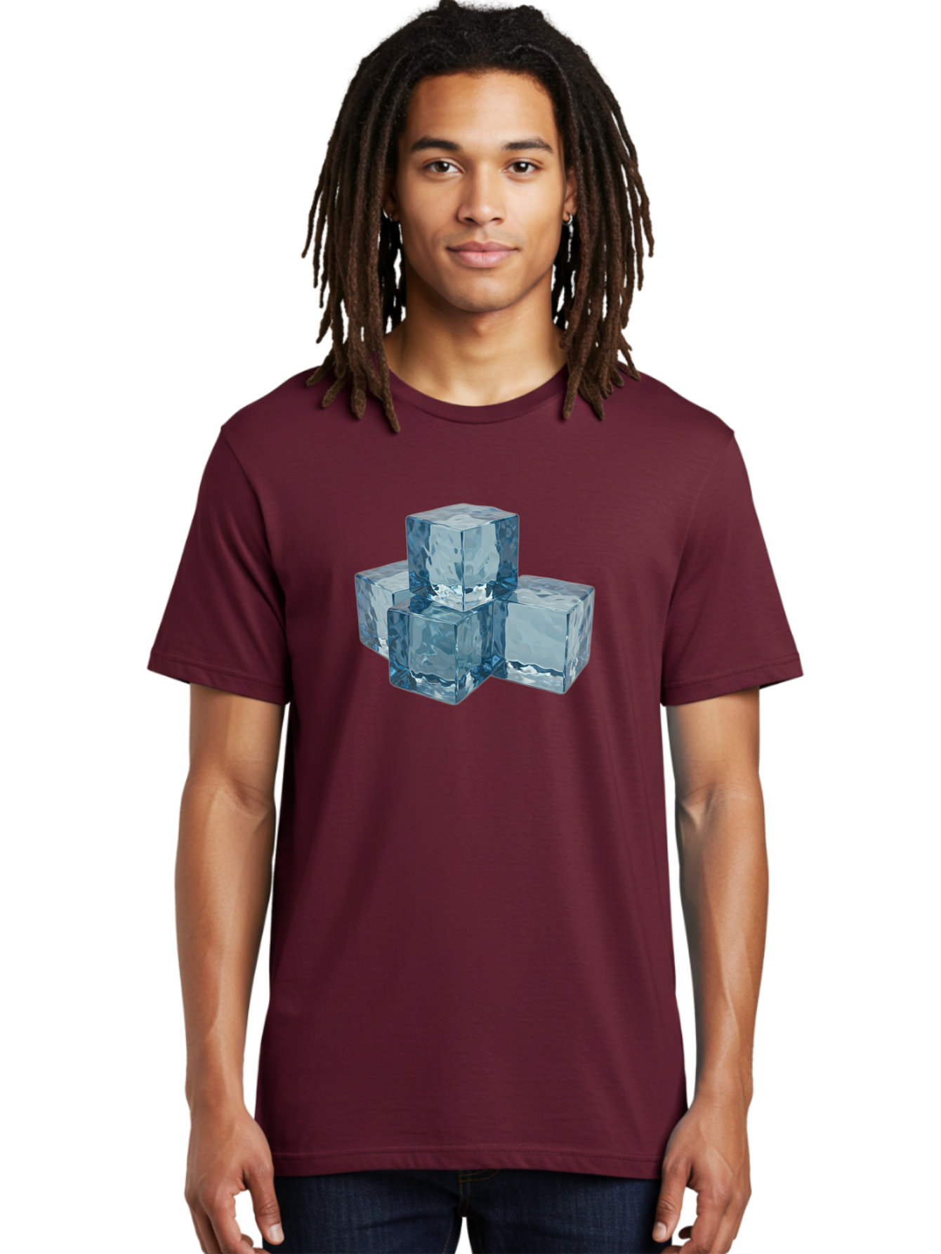 Ice-Cubes Men'S Graphic Tee, 100% Cotton, Comfortable Casual Summer Wear, Machine Washable, Ice Cubes, Frozen Cubes, Transparent Ice, Cube Stack, Cold Beverage, Refreshing Drink, Chilled Cubes, Clear Ice, Icy Texture, Stacked Ice Bad210