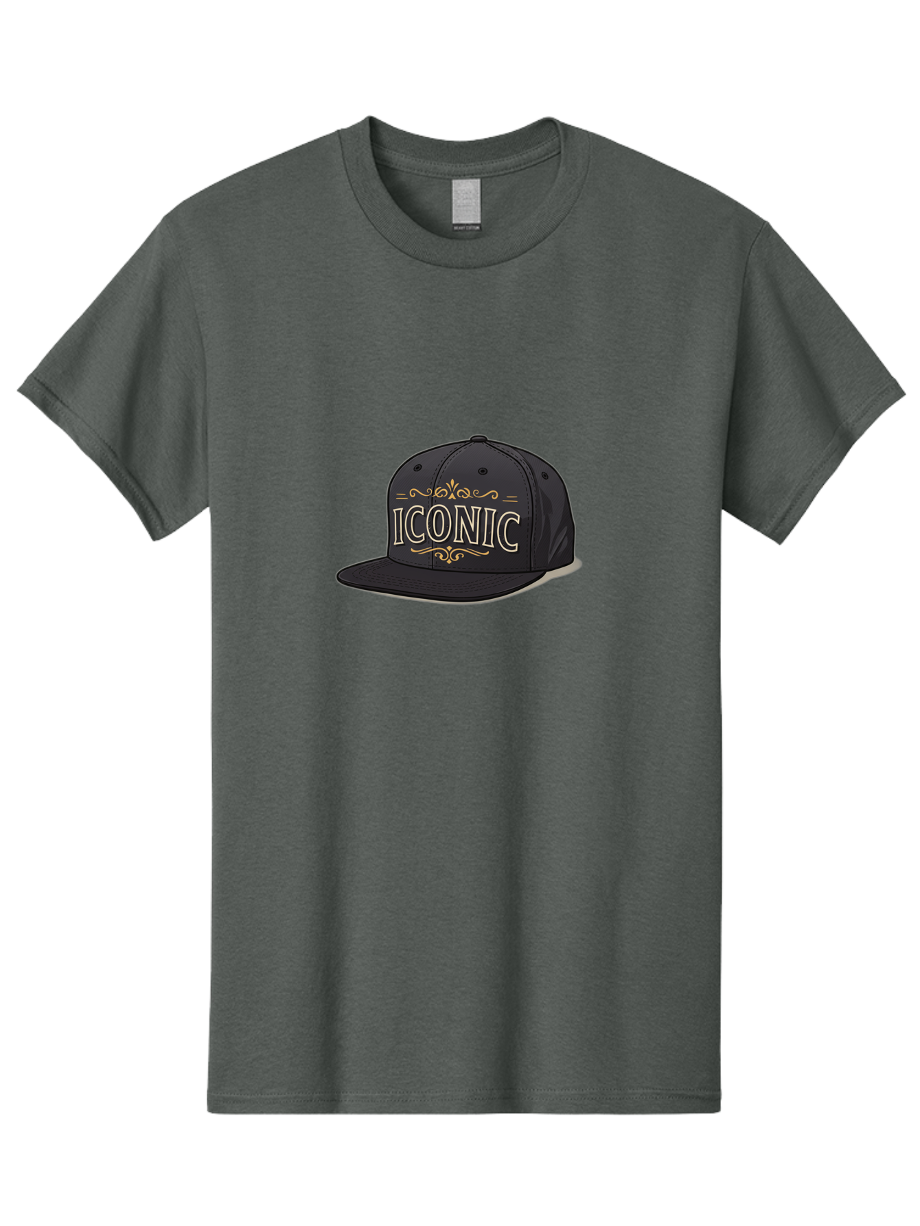 Iconic-Snapback-Hat Men'S Graphic Tee, 100% Cotton, Comfortable Casual Summer Wear, Machine Washable, Baseball Cap, Black Hat, Iconic Logo, Fashion Accessory, Trendy Headwear, Streetwear Style, Casual Wear, Hat Design, Gold Accents, Bad211