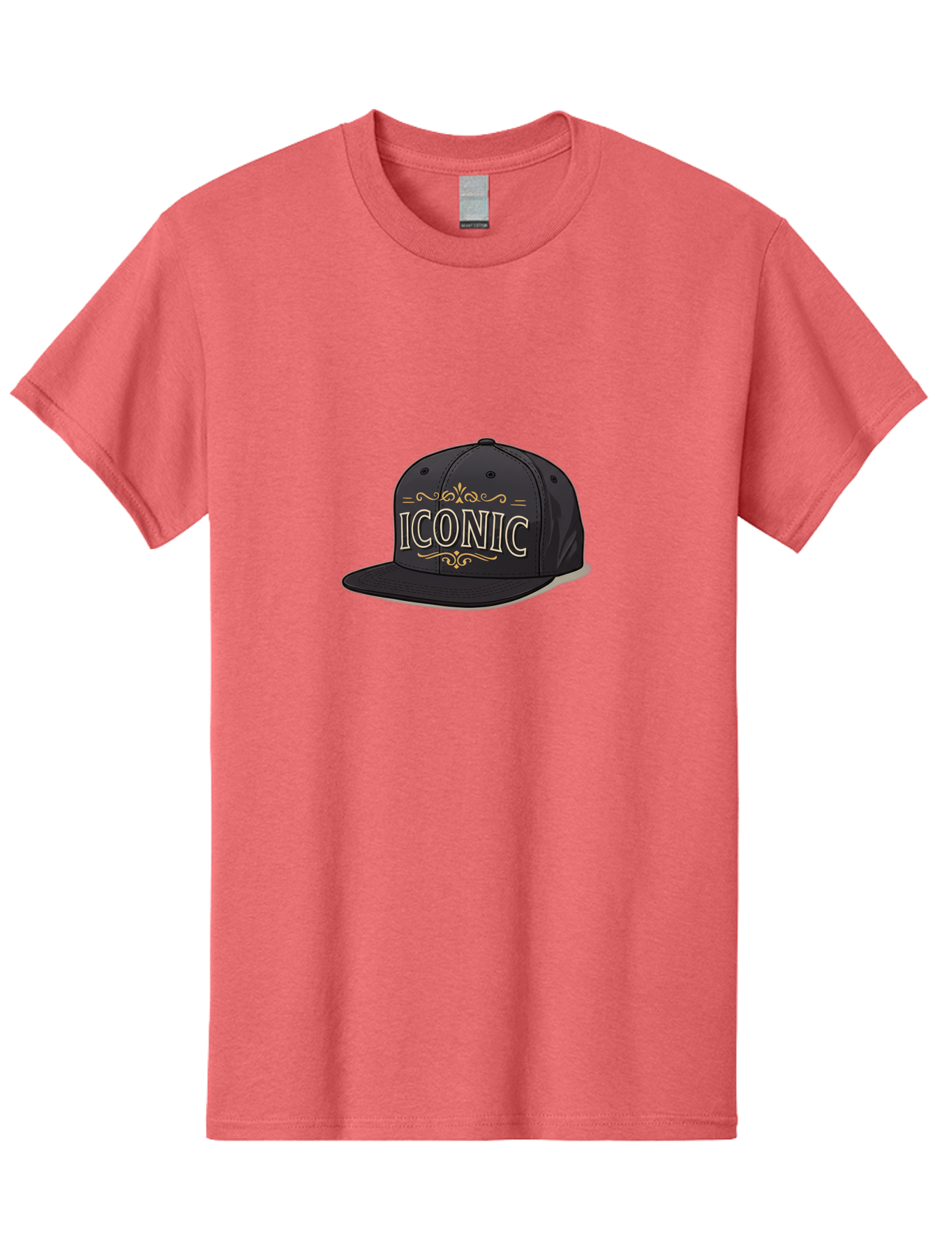 Iconic-Snapback-Hat Men'S Graphic Tee, 100% Cotton, Comfortable Casual Summer Wear, Machine Washable, Baseball Cap, Black Hat, Iconic Logo, Fashion Accessory, Trendy Headwear, Streetwear Style, Casual Wear, Hat Design, Gold Accents, Bad211
