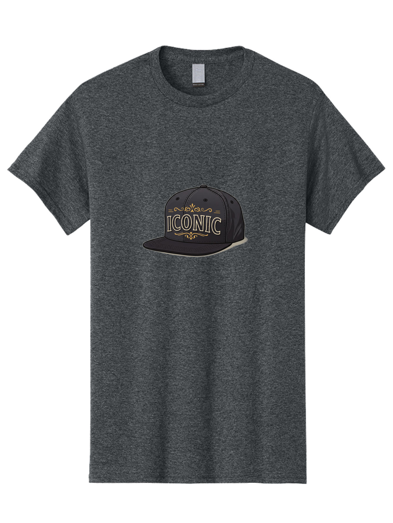 Iconic-Snapback-Hat Men'S Graphic Tee, 100% Cotton, Comfortable Casual Summer Wear, Machine Washable, Baseball Cap, Black Hat, Iconic Logo, Fashion Accessory, Trendy Headwear, Streetwear Style, Casual Wear, Hat Design, Gold Accents, Bad211