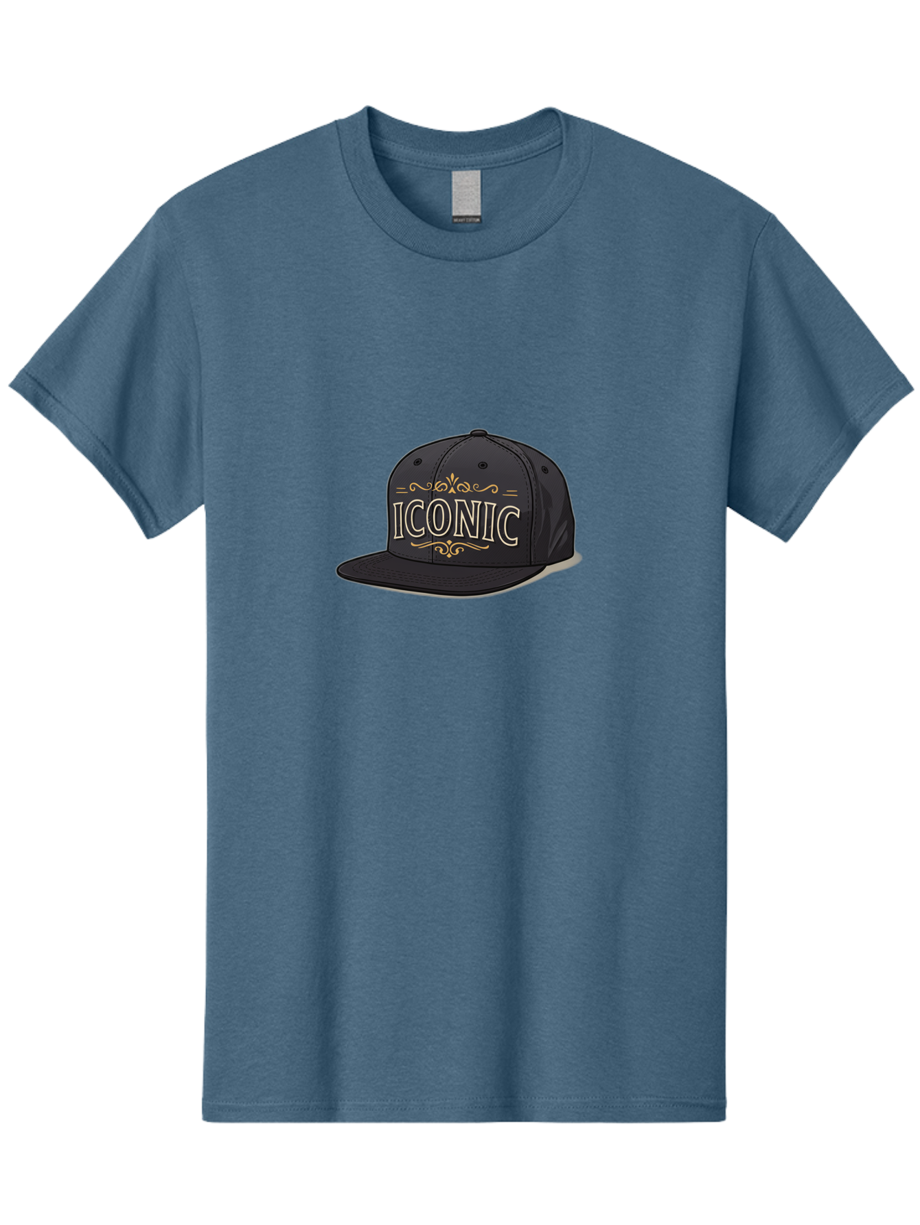Iconic-Snapback-Hat Men'S Graphic Tee, 100% Cotton, Comfortable Casual Summer Wear, Machine Washable, Baseball Cap, Black Hat, Iconic Logo, Fashion Accessory, Trendy Headwear, Streetwear Style, Casual Wear, Hat Design, Gold Accents, Bad211