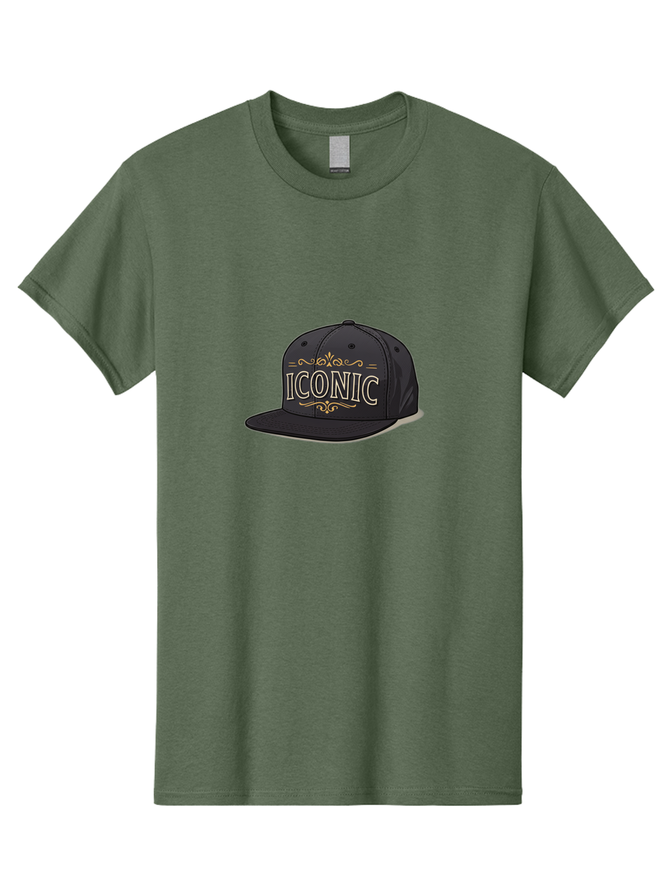 Iconic-Snapback-Hat Men'S Graphic Tee, 100% Cotton, Comfortable Casual Summer Wear, Machine Washable, Baseball Cap, Black Hat, Iconic Logo, Fashion Accessory, Trendy Headwear, Streetwear Style, Casual Wear, Hat Design, Gold Accents, Bad211