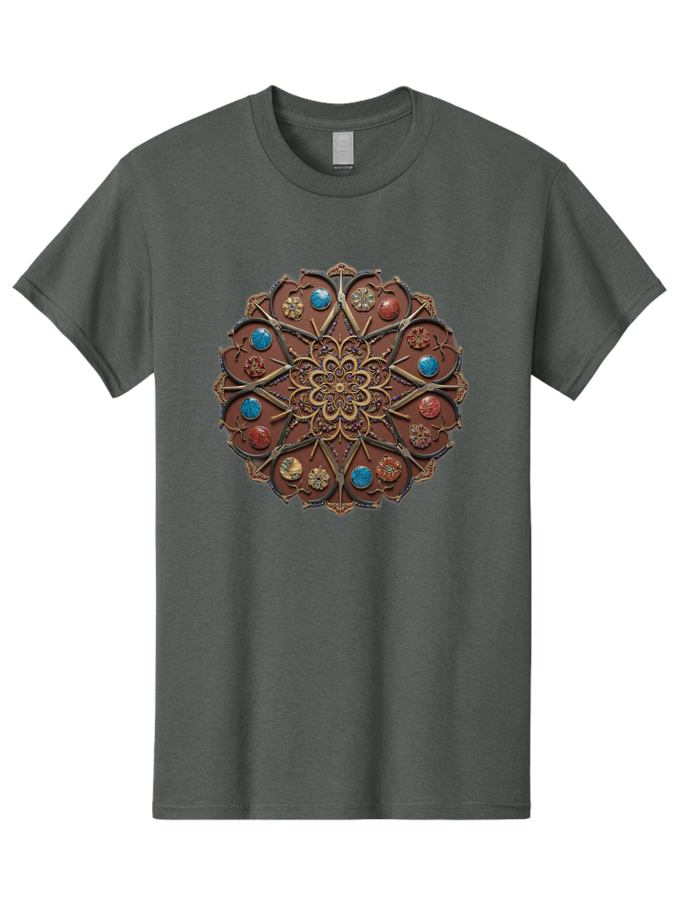 Intricate-Design Men'S Graphic Tee, 100% Cotton, Comfortable Casual Summer Wear, Machine Washable, Mandala Artwork, Intricate Patterns, Ornate Details, Floral Motifs, Symmetry, Decorative Art, Cultural Heritage, Colorful Design, Detailed Work, Bad218