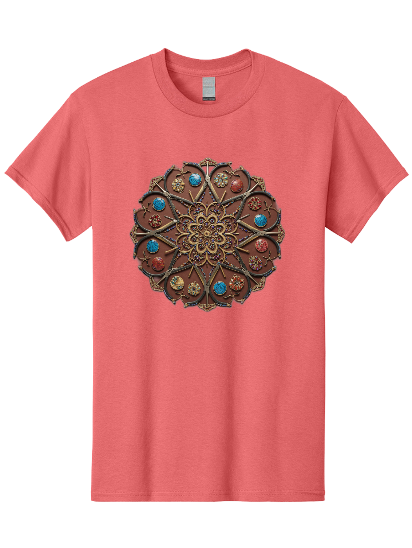 Intricate-Design Men'S Graphic Tee, 100% Cotton, Comfortable Casual Summer Wear, Machine Washable, Mandala Artwork, Intricate Patterns, Ornate Details, Floral Motifs, Symmetry, Decorative Art, Cultural Heritage, Colorful Design, Detailed Work, Bad218