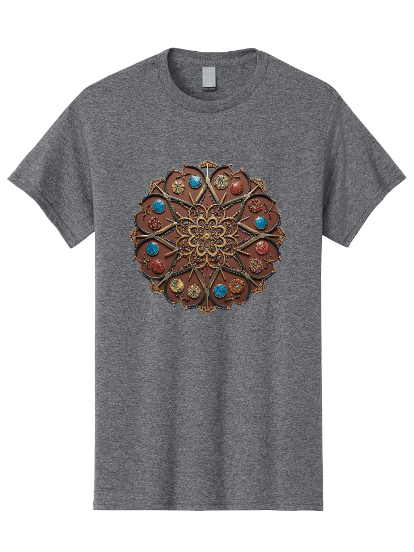 Intricate-Design Men'S Graphic Tee, 100% Cotton, Comfortable Casual Summer Wear, Machine Washable, Mandala Artwork, Intricate Patterns, Ornate Details, Floral Motifs, Symmetry, Decorative Art, Cultural Heritage, Colorful Design, Detailed Work, Bad218