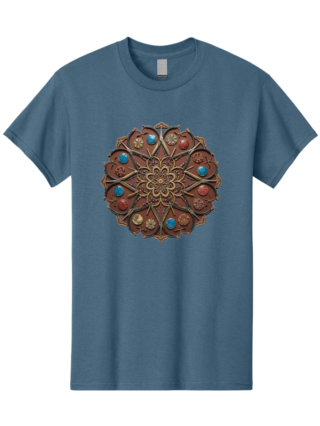 Intricate-Design Men'S Graphic Tee, 100% Cotton, Comfortable Casual Summer Wear, Machine Washable, Mandala Artwork, Intricate Patterns, Ornate Details, Floral Motifs, Symmetry, Decorative Art, Cultural Heritage, Colorful Design, Detailed Work, Bad218