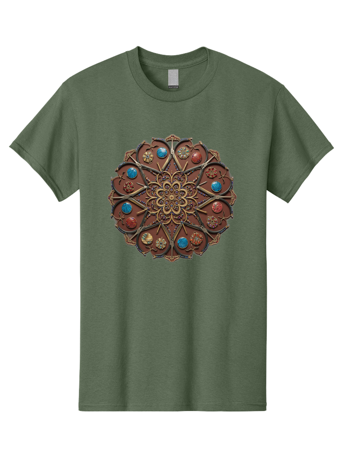 Intricate-Design Men'S Graphic Tee, 100% Cotton, Comfortable Casual Summer Wear, Machine Washable, Mandala Artwork, Intricate Patterns, Ornate Details, Floral Motifs, Symmetry, Decorative Art, Cultural Heritage, Colorful Design, Detailed Work, Bad218