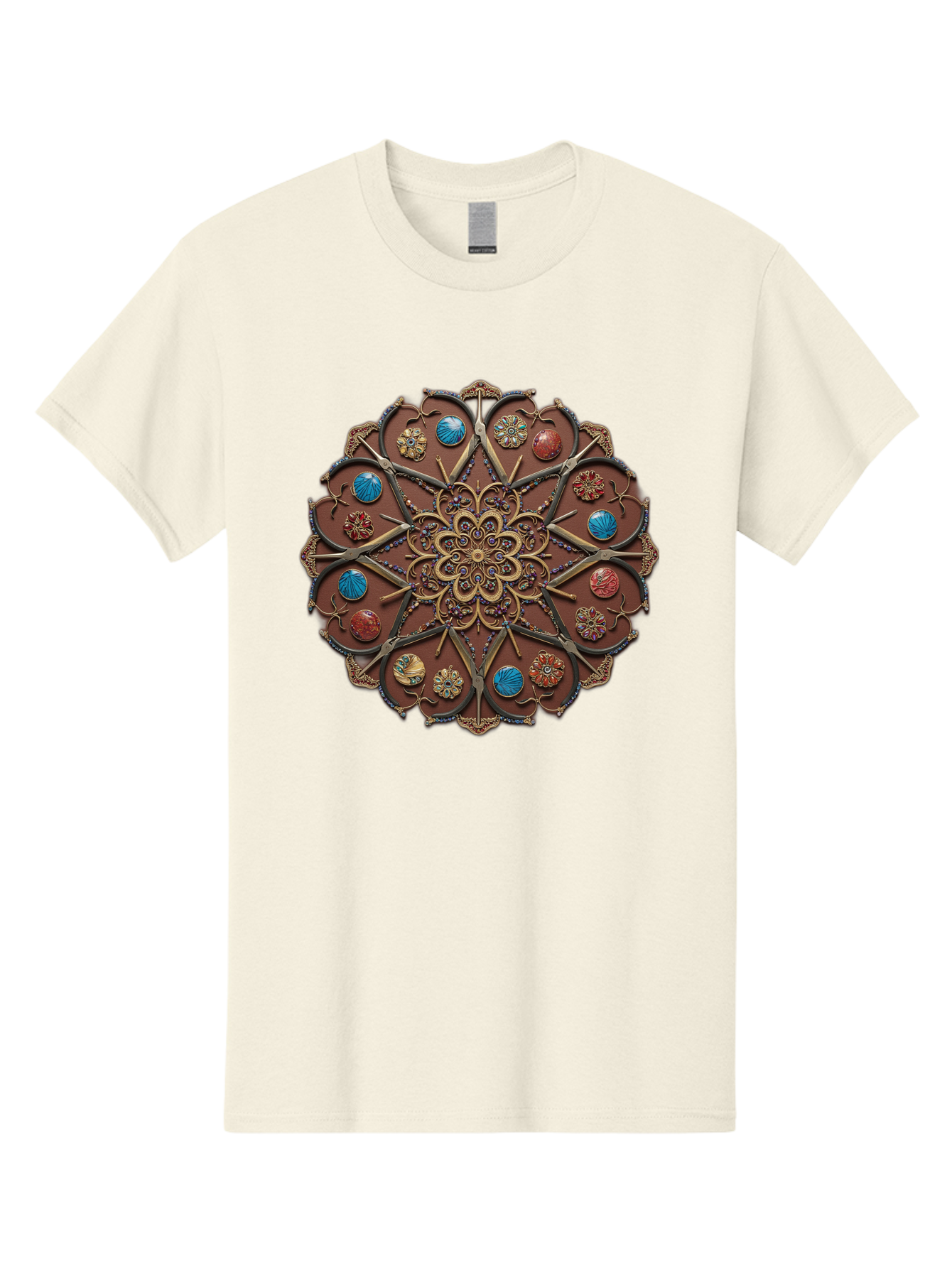 Intricate-Design Men'S Graphic Tee, 100% Cotton, Comfortable Casual Summer Wear, Machine Washable, Mandala Artwork, Intricate Patterns, Ornate Details, Floral Motifs, Symmetry, Decorative Art, Cultural Heritage, Colorful Design, Detailed Work, Bad218