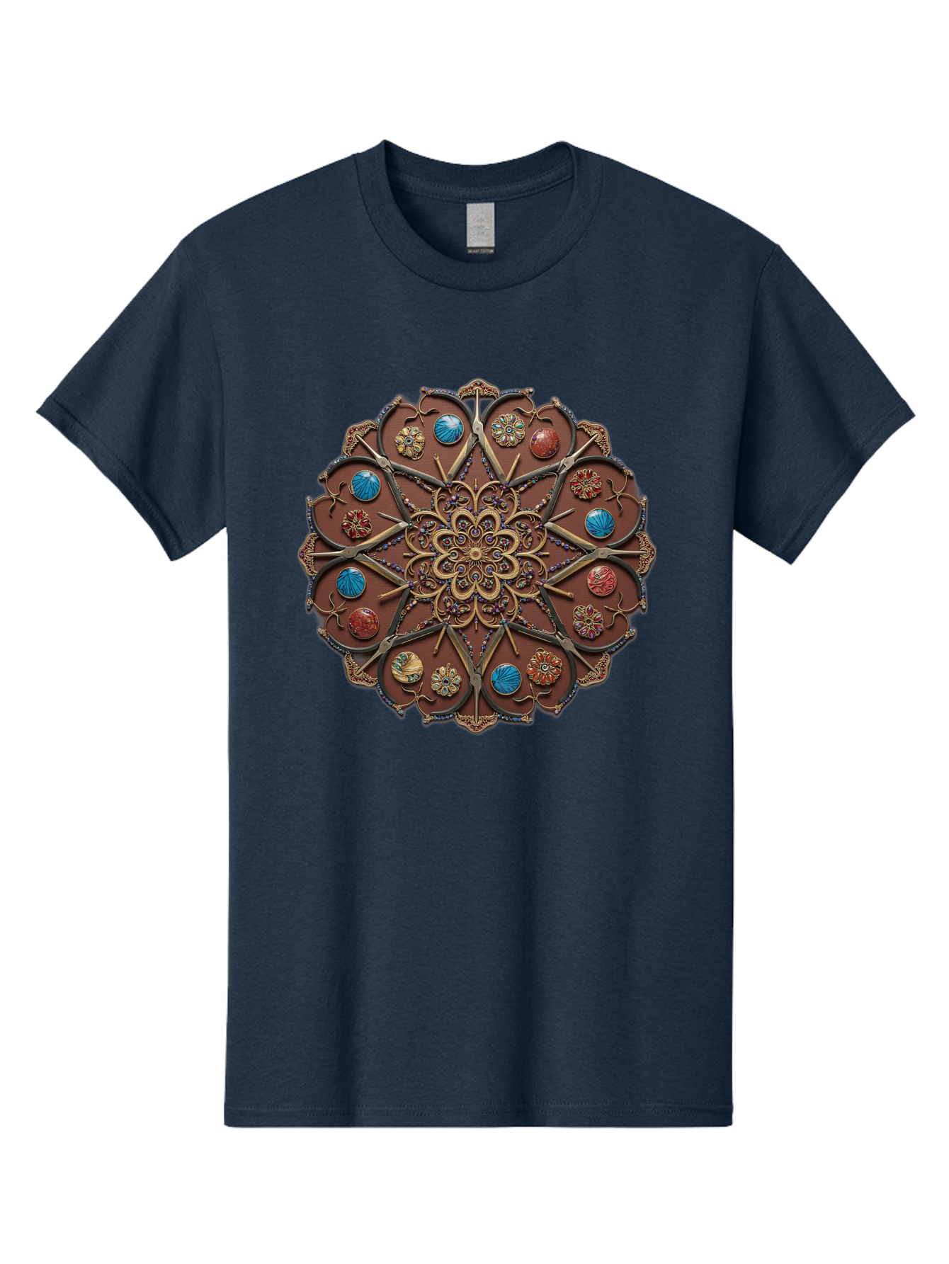 Intricate-Design Men'S Graphic Tee, 100% Cotton, Comfortable Casual Summer Wear, Machine Washable, Mandala Artwork, Intricate Patterns, Ornate Details, Floral Motifs, Symmetry, Decorative Art, Cultural Heritage, Colorful Design, Detailed Work, Bad218