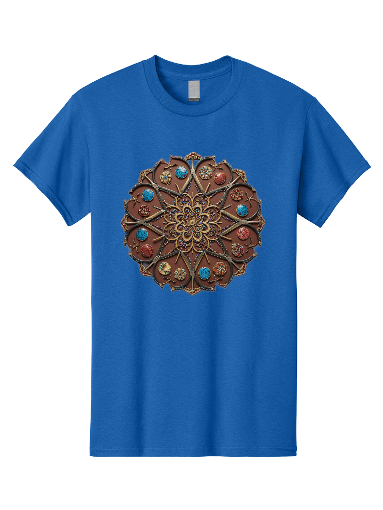 Intricate-Design Men'S Graphic Tee, 100% Cotton, Comfortable Casual Summer Wear, Machine Washable, Mandala Artwork, Intricate Patterns, Ornate Details, Floral Motifs, Symmetry, Decorative Art, Cultural Heritage, Colorful Design, Detailed Work, Bad218