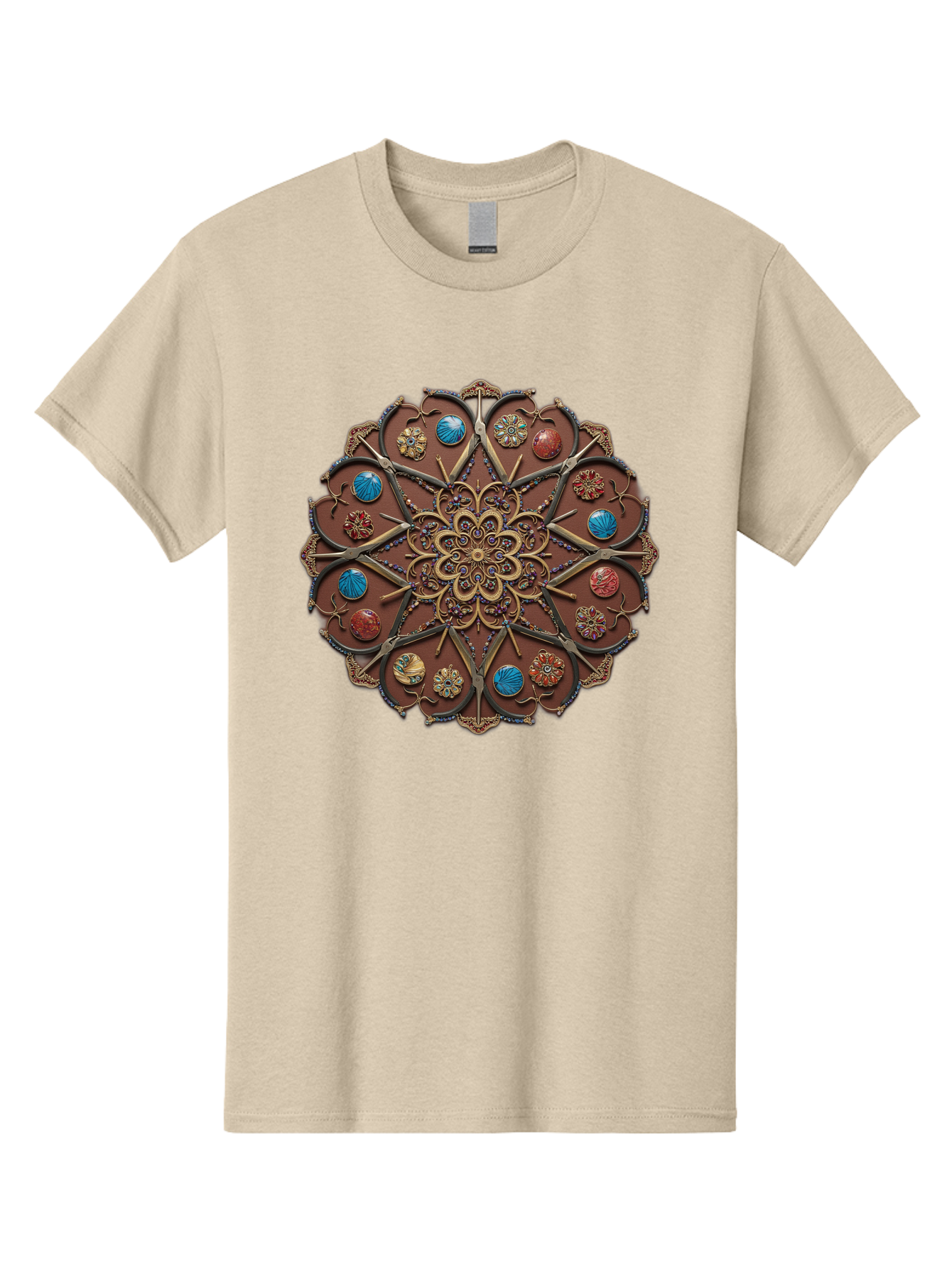 Intricate-Design Men'S Graphic Tee, 100% Cotton, Comfortable Casual Summer Wear, Machine Washable, Mandala Artwork, Intricate Patterns, Ornate Details, Floral Motifs, Symmetry, Decorative Art, Cultural Heritage, Colorful Design, Detailed Work, Bad218