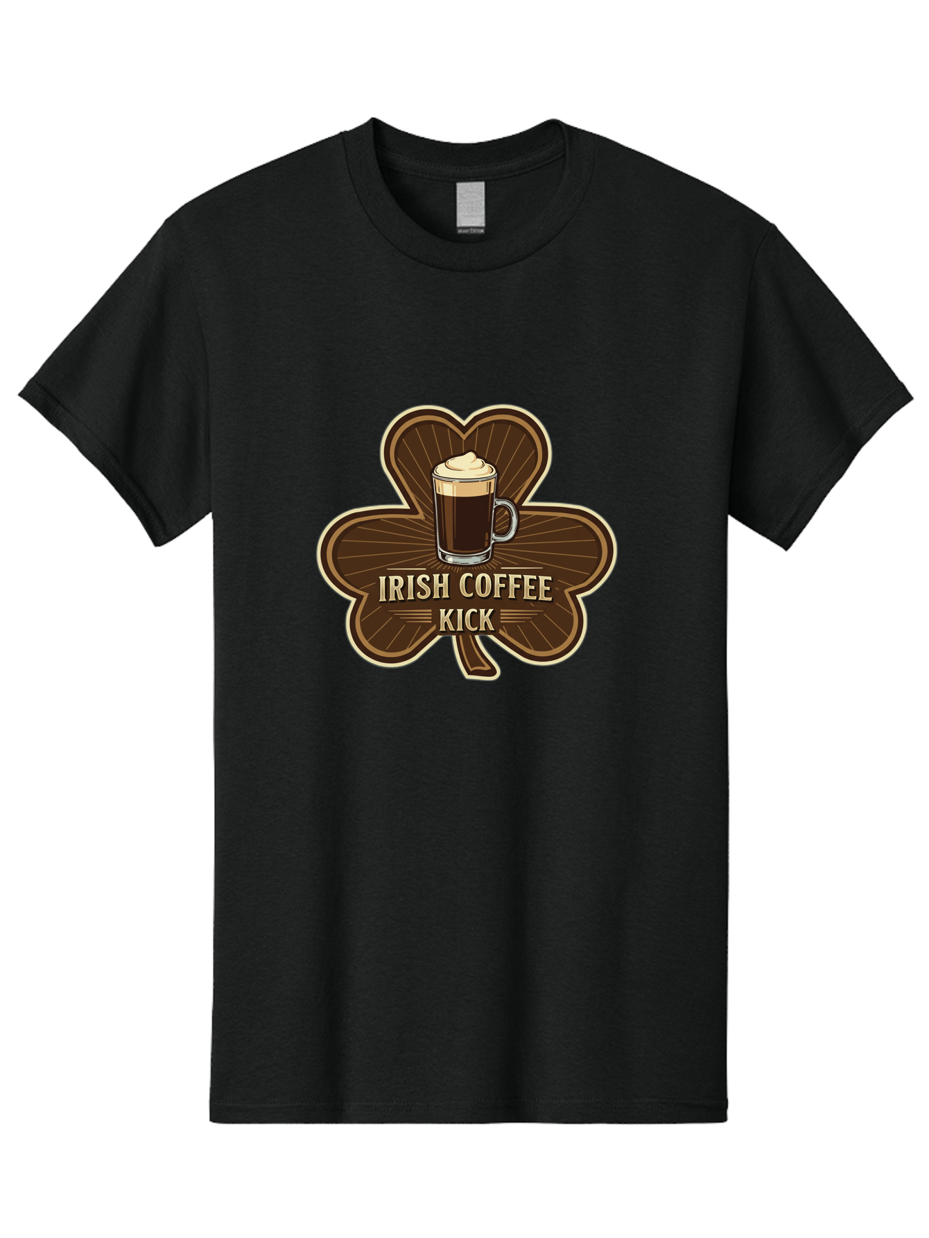 Irish-Coffee-Kick Men'S Graphic Tee, 100% Cotton, Comfortable Casual Summer Wear, Machine Washable, Irish Coffee, Coffee Kick, Coffee With Whipped Cream, Brown Cloverleaf, Energizing Beverage, Irish Heritage, Coffee Culture, Warm Drink, Bad220
