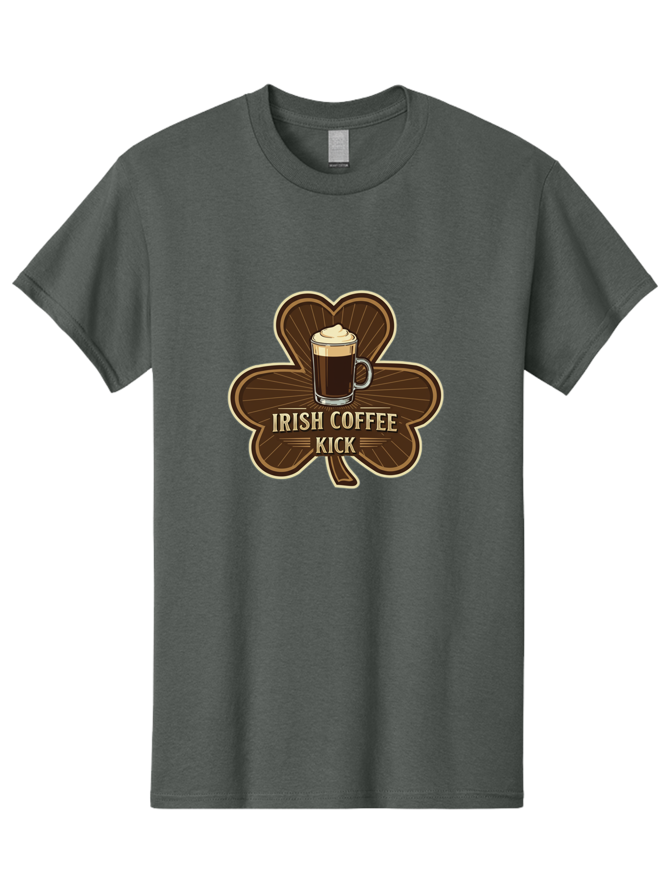 Irish-Coffee-Kick Men'S Graphic Tee, 100% Cotton, Comfortable Casual Summer Wear, Machine Washable, Irish Coffee, Coffee Kick, Coffee With Whipped Cream, Brown Cloverleaf, Energizing Beverage, Irish Heritage, Coffee Culture, Warm Drink, Bad220