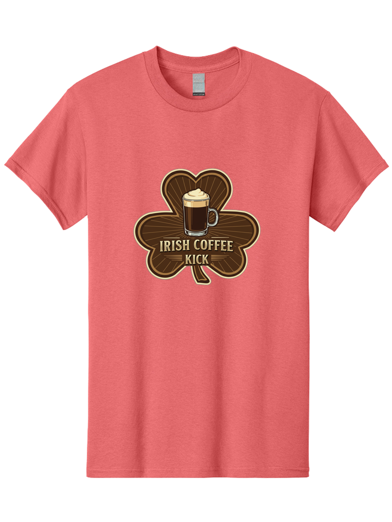 Irish-Coffee-Kick Men'S Graphic Tee, 100% Cotton, Comfortable Casual Summer Wear, Machine Washable, Irish Coffee, Coffee Kick, Coffee With Whipped Cream, Brown Cloverleaf, Energizing Beverage, Irish Heritage, Coffee Culture, Warm Drink, Bad220