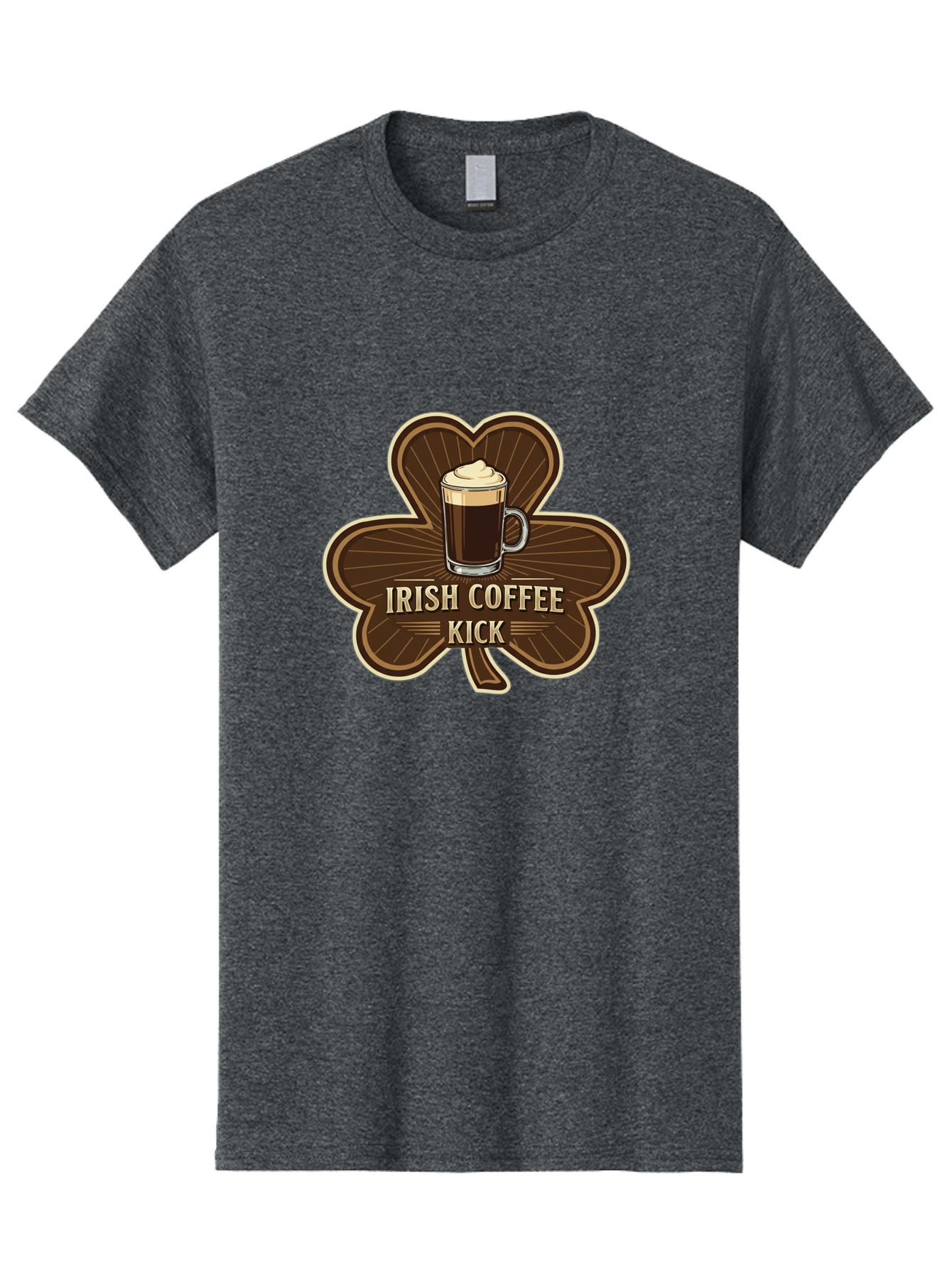 Irish-Coffee-Kick Men'S Graphic Tee, 100% Cotton, Comfortable Casual Summer Wear, Machine Washable, Irish Coffee, Coffee Kick, Coffee With Whipped Cream, Brown Cloverleaf, Energizing Beverage, Irish Heritage, Coffee Culture, Warm Drink, Bad220