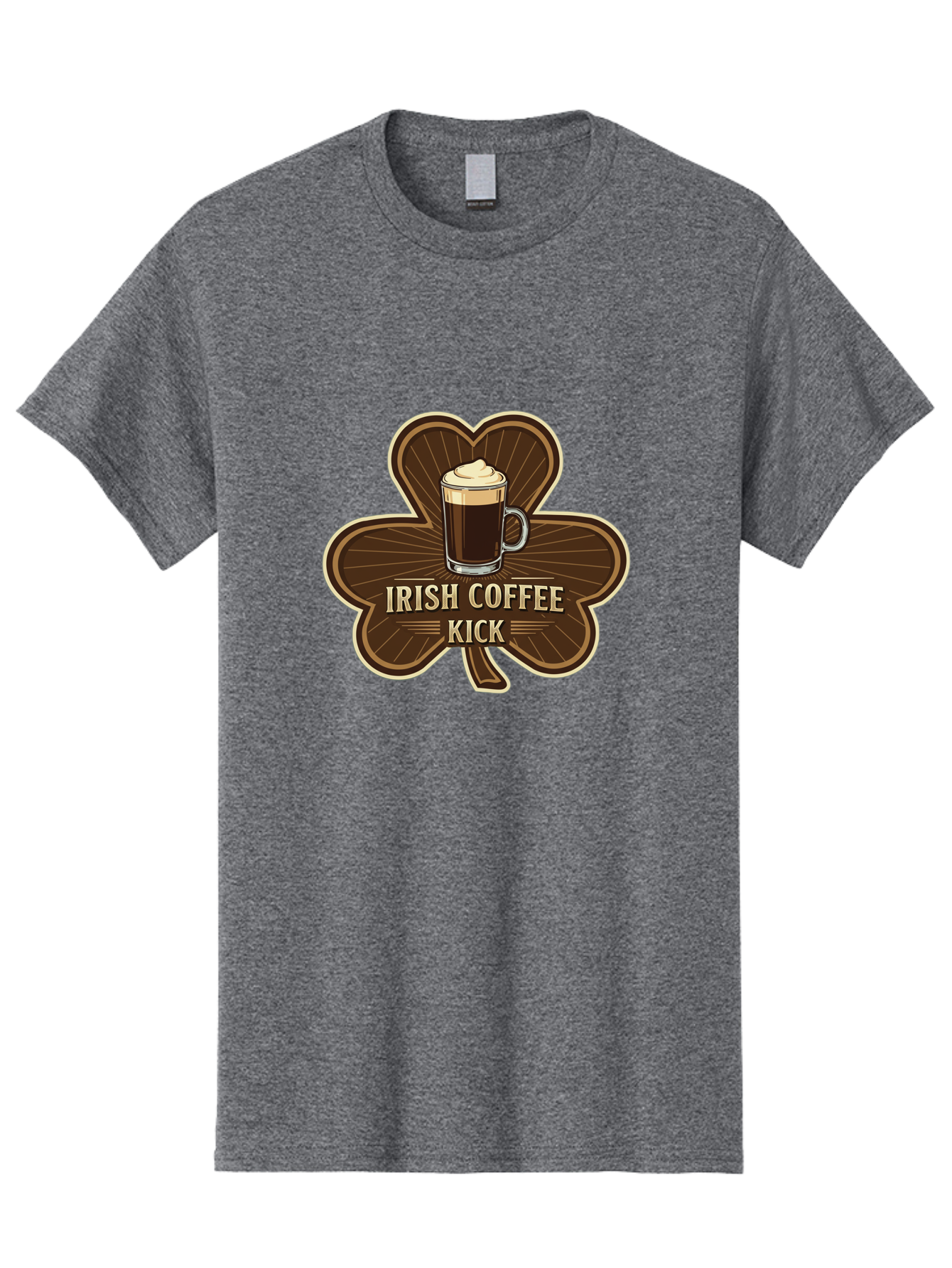 Irish-Coffee-Kick Men'S Graphic Tee, 100% Cotton, Comfortable Casual Summer Wear, Machine Washable, Irish Coffee, Coffee Kick, Coffee With Whipped Cream, Brown Cloverleaf, Energizing Beverage, Irish Heritage, Coffee Culture, Warm Drink, Bad220