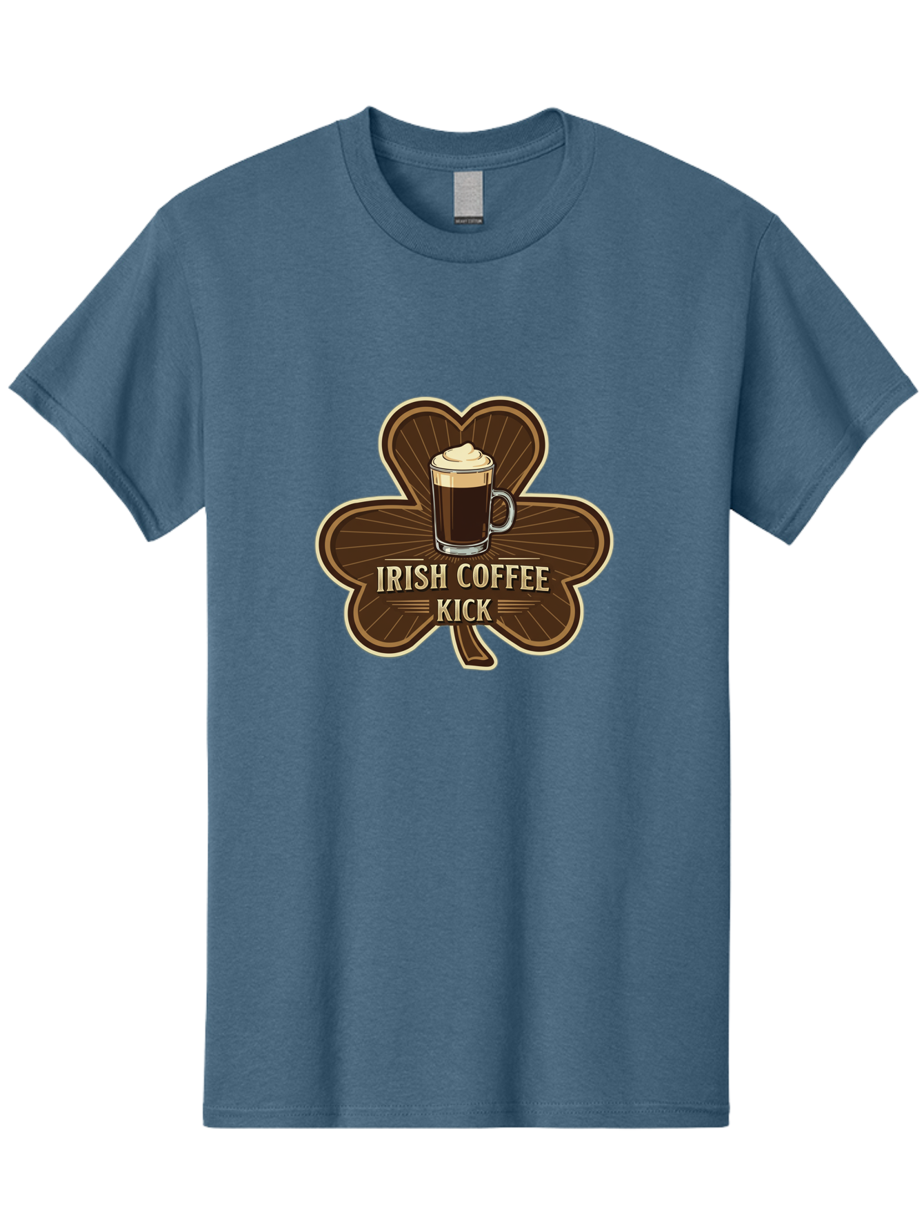 Irish-Coffee-Kick Men'S Graphic Tee, 100% Cotton, Comfortable Casual Summer Wear, Machine Washable, Irish Coffee, Coffee Kick, Coffee With Whipped Cream, Brown Cloverleaf, Energizing Beverage, Irish Heritage, Coffee Culture, Warm Drink, Bad220