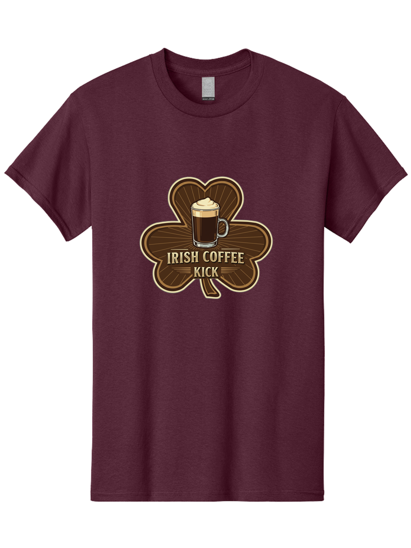 Irish-Coffee-Kick Men'S Graphic Tee, 100% Cotton, Comfortable Casual Summer Wear, Machine Washable, Irish Coffee, Coffee Kick, Coffee With Whipped Cream, Brown Cloverleaf, Energizing Beverage, Irish Heritage, Coffee Culture, Warm Drink, Bad220