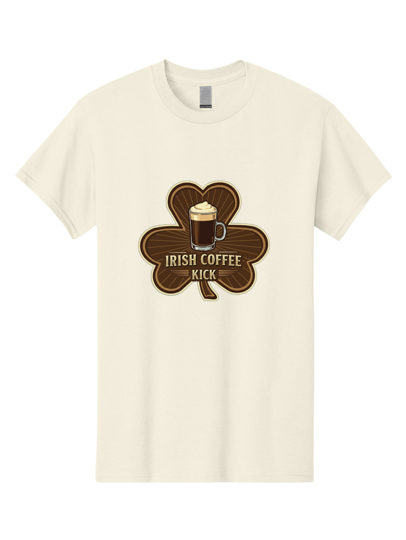 Irish-Coffee-Kick Men'S Graphic Tee, 100% Cotton, Comfortable Casual Summer Wear, Machine Washable, Irish Coffee, Coffee Kick, Coffee With Whipped Cream, Brown Cloverleaf, Energizing Beverage, Irish Heritage, Coffee Culture, Warm Drink, Bad220