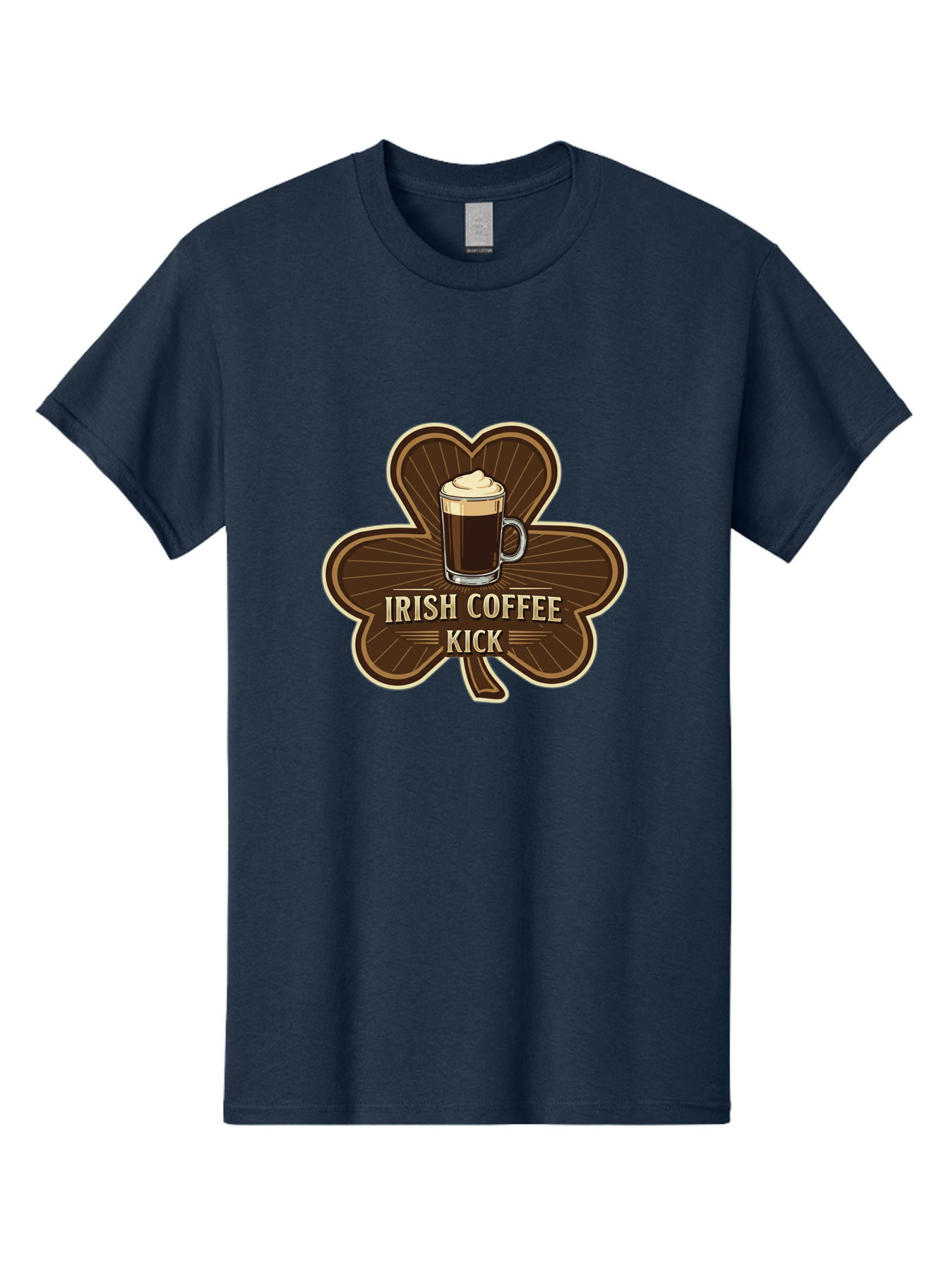 Irish-Coffee-Kick Men'S Graphic Tee, 100% Cotton, Comfortable Casual Summer Wear, Machine Washable, Irish Coffee, Coffee Kick, Coffee With Whipped Cream, Brown Cloverleaf, Energizing Beverage, Irish Heritage, Coffee Culture, Warm Drink, Bad220