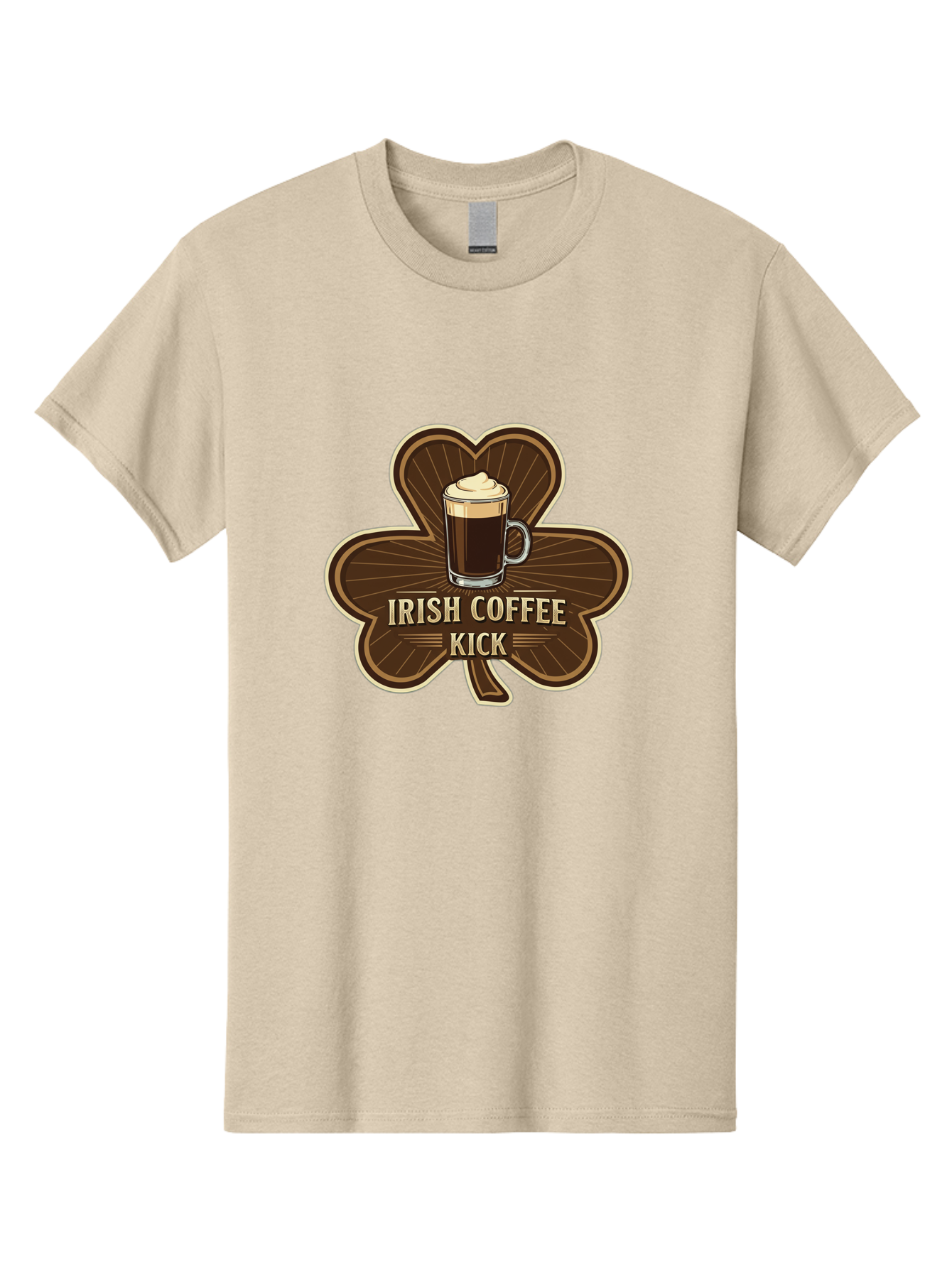 Irish-Coffee-Kick Men'S Graphic Tee, 100% Cotton, Comfortable Casual Summer Wear, Machine Washable, Irish Coffee, Coffee Kick, Coffee With Whipped Cream, Brown Cloverleaf, Energizing Beverage, Irish Heritage, Coffee Culture, Warm Drink, Bad220