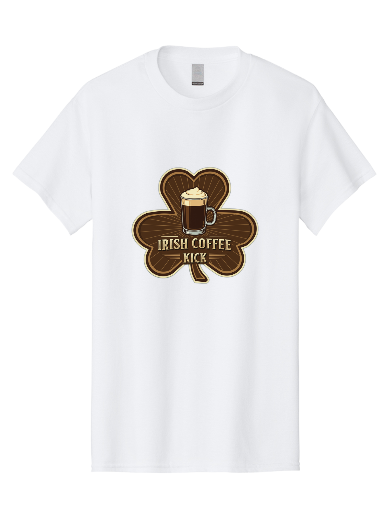 Irish-Coffee-Kick Men'S Graphic Tee, 100% Cotton, Comfortable Casual Summer Wear, Machine Washable, Irish Coffee, Coffee Kick, Coffee With Whipped Cream, Brown Cloverleaf, Energizing Beverage, Irish Heritage, Coffee Culture, Warm Drink, Bad220
